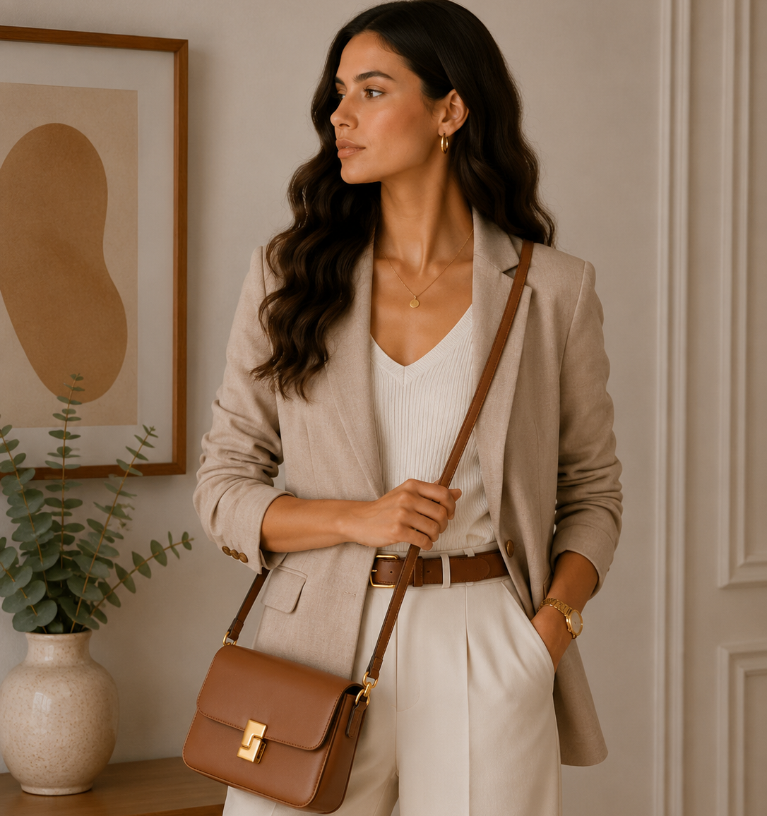 Ruby Genuine Leather Square Crossbody Bag