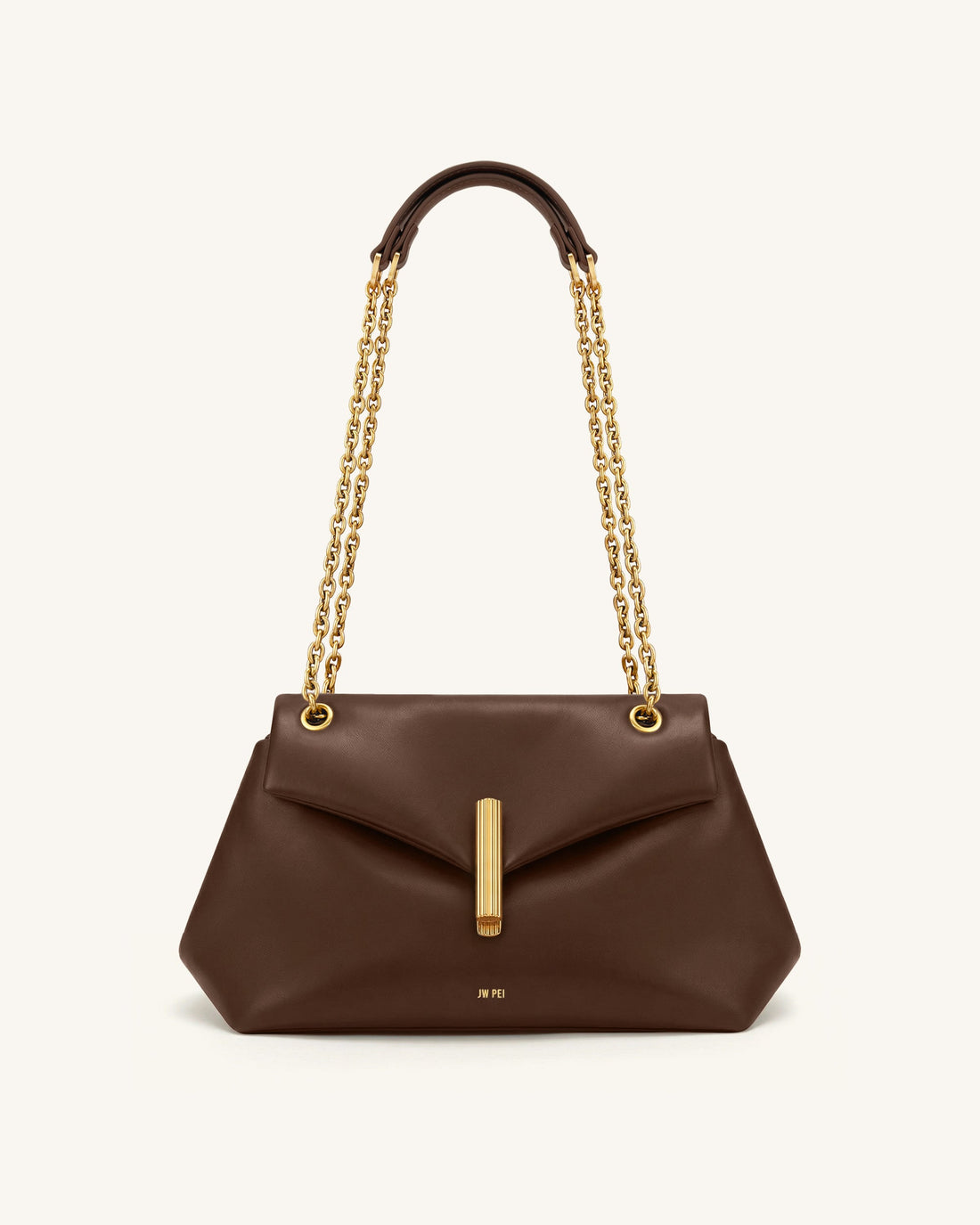 Valerie Chain Flap Shoulder Bag - Dark Brown