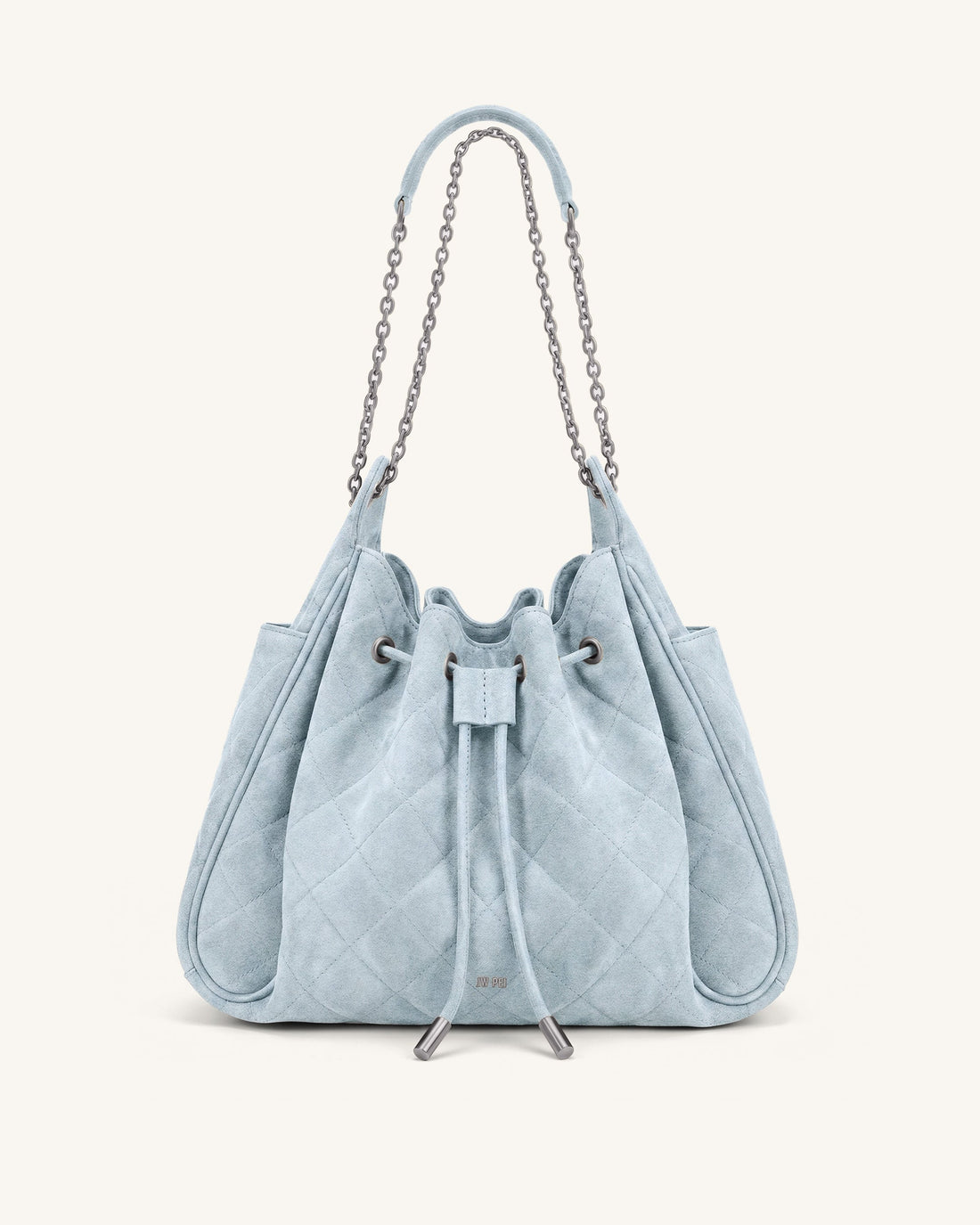 Rowan Faux Suede Quilted Chain Bucket Bag - Blue