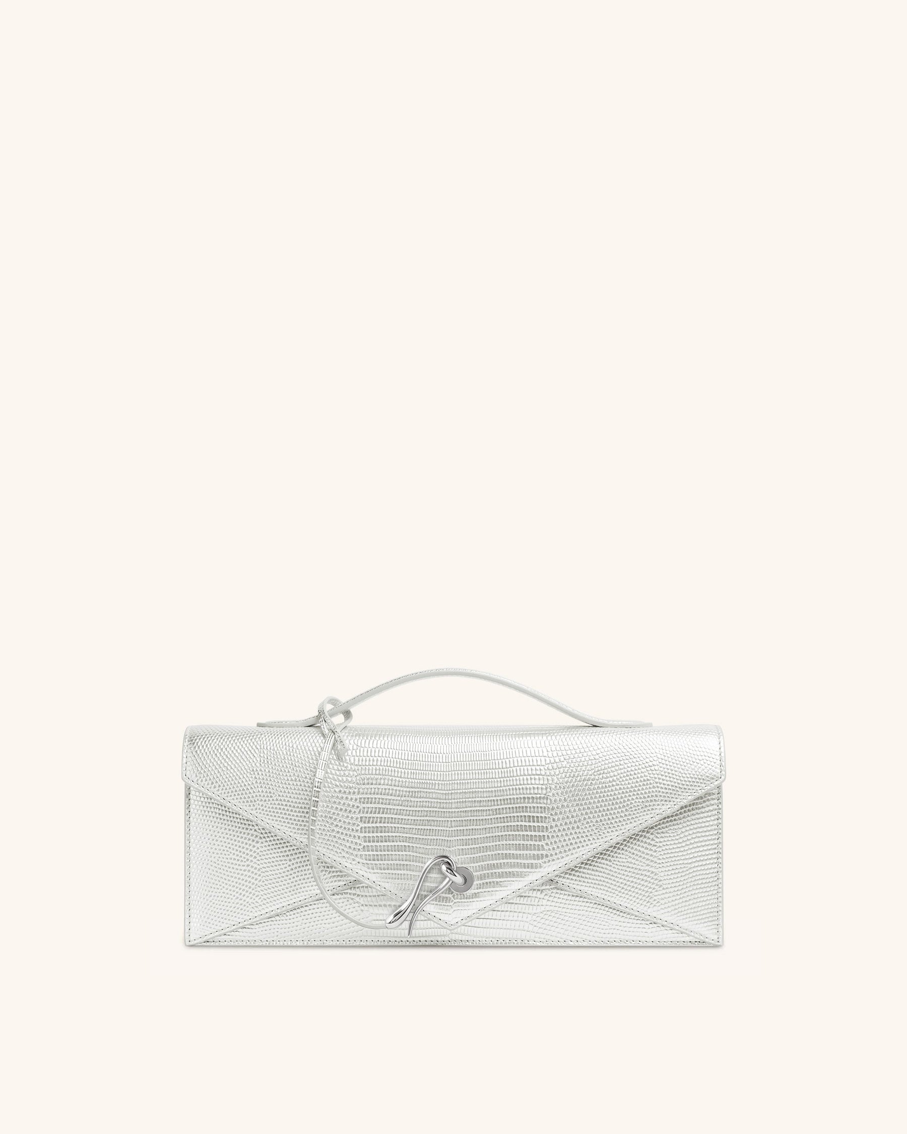 Celeste Envelope Top Handle Bag - Silver Lizard Texture