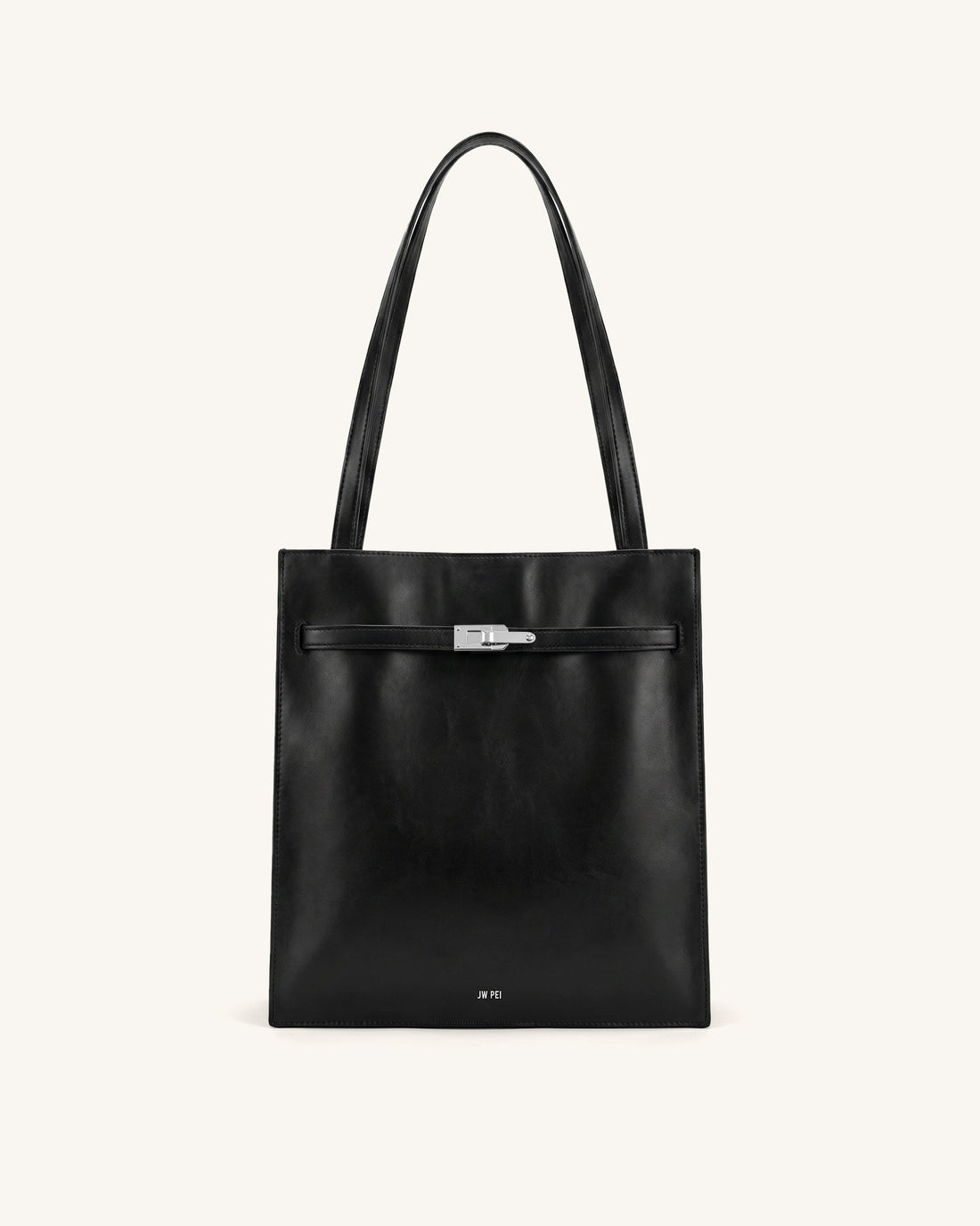 Noelle Belted Tote Bag - Black