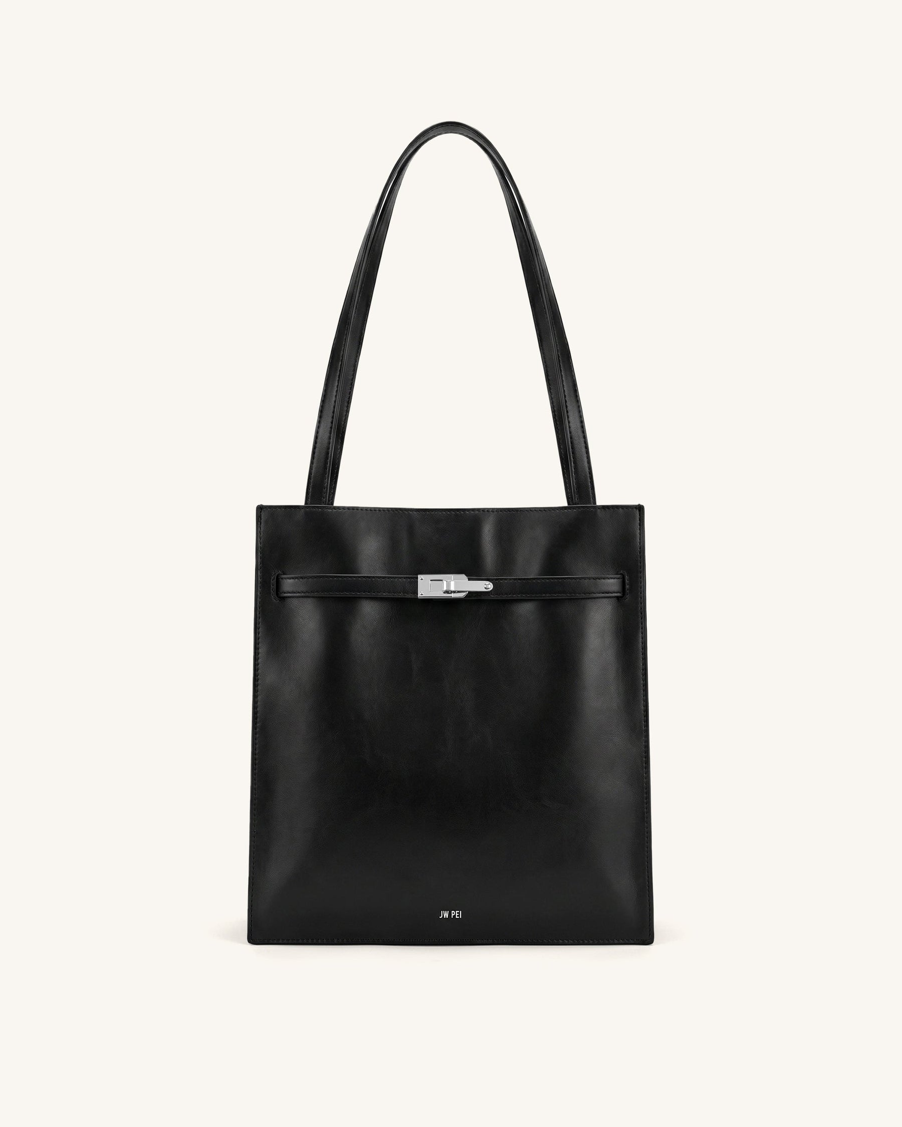 Noelle Belted Tote Bag - Black