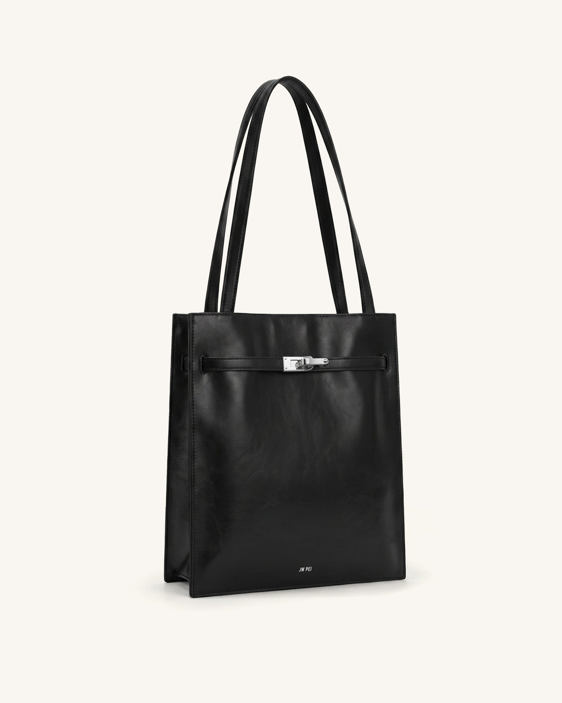 Noelle Belted Tote Bag - Black