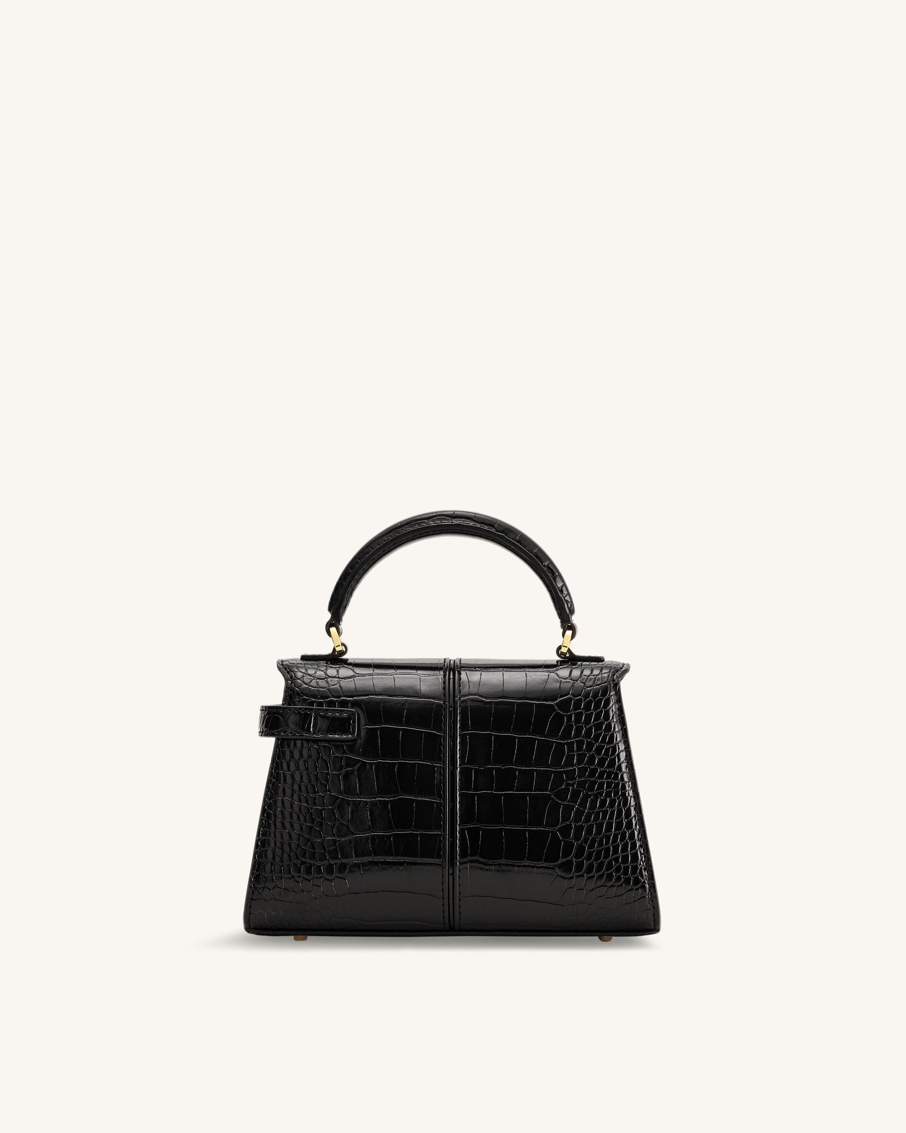Elise Top Handle Bag - Black Croc