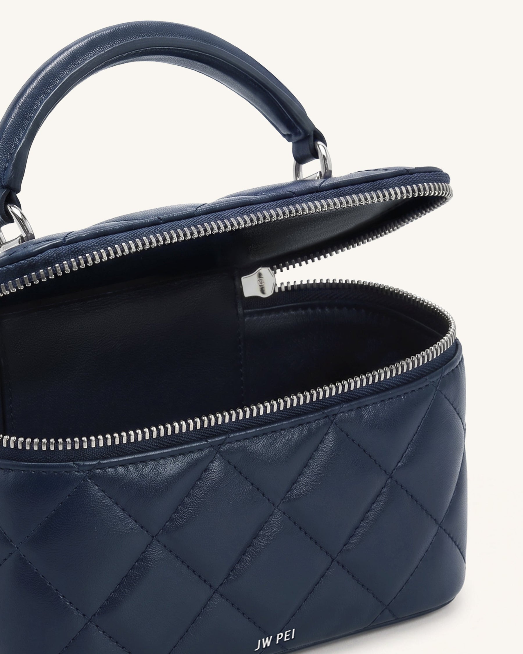 Vivienne Quilted Vanity Top Handle Bag - Navy