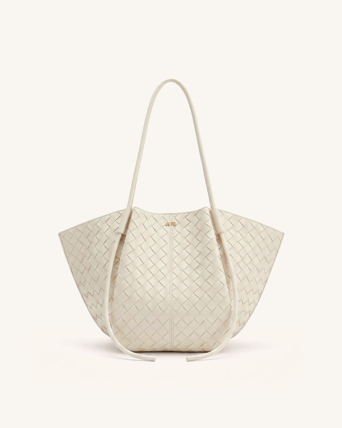 Nala Woven Texture Wide Tote Bag - Off-White