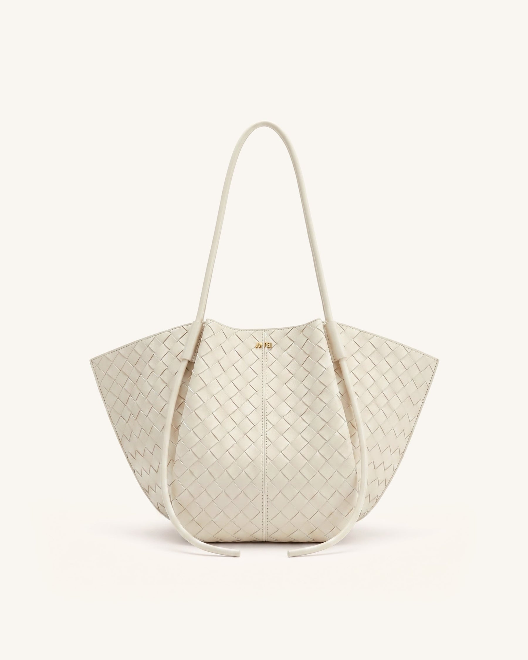 Nala Woven Texture Wide Tote Bag - Off-White