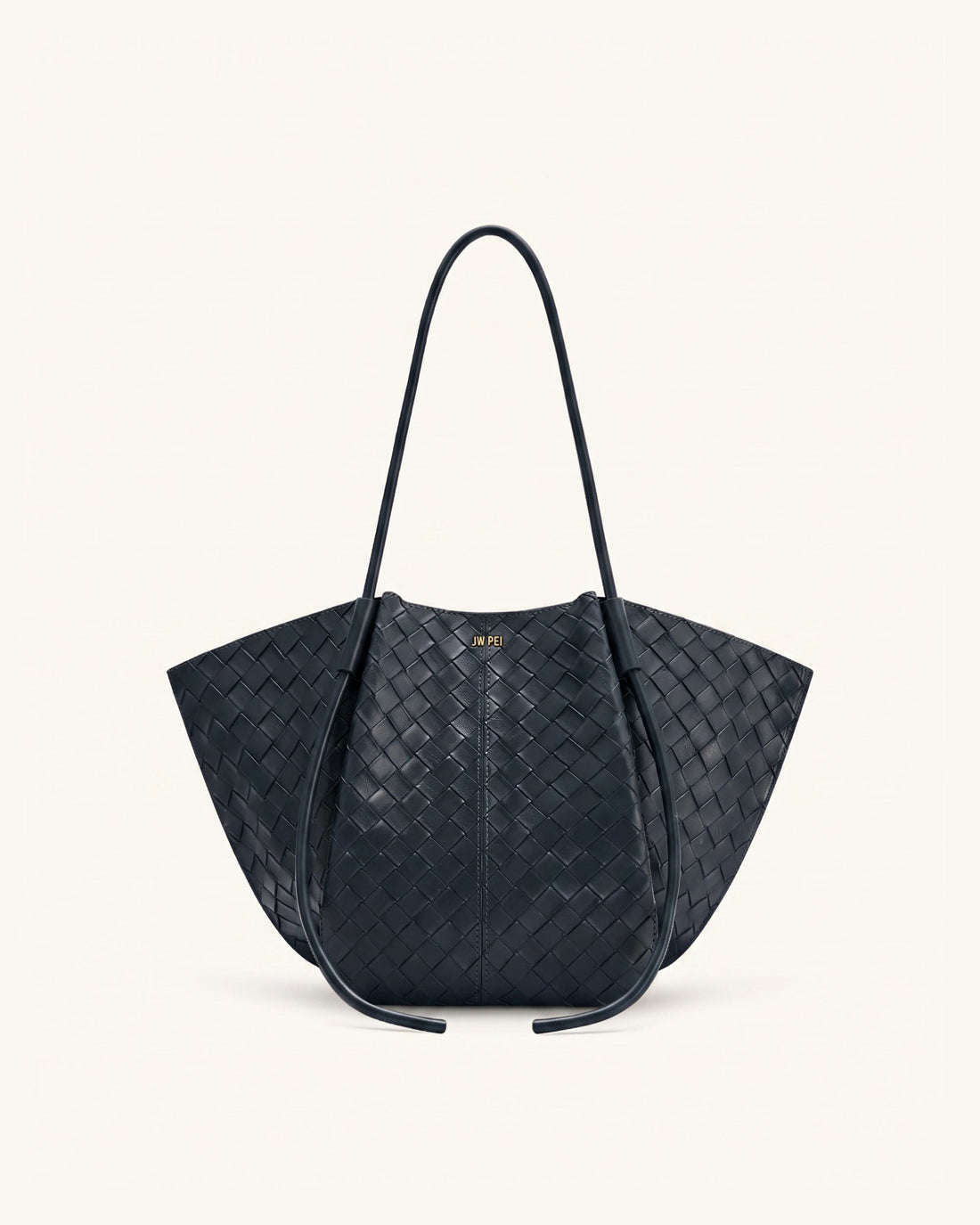 Nala Woven Texture Wide Tote Bag - Navy Blue