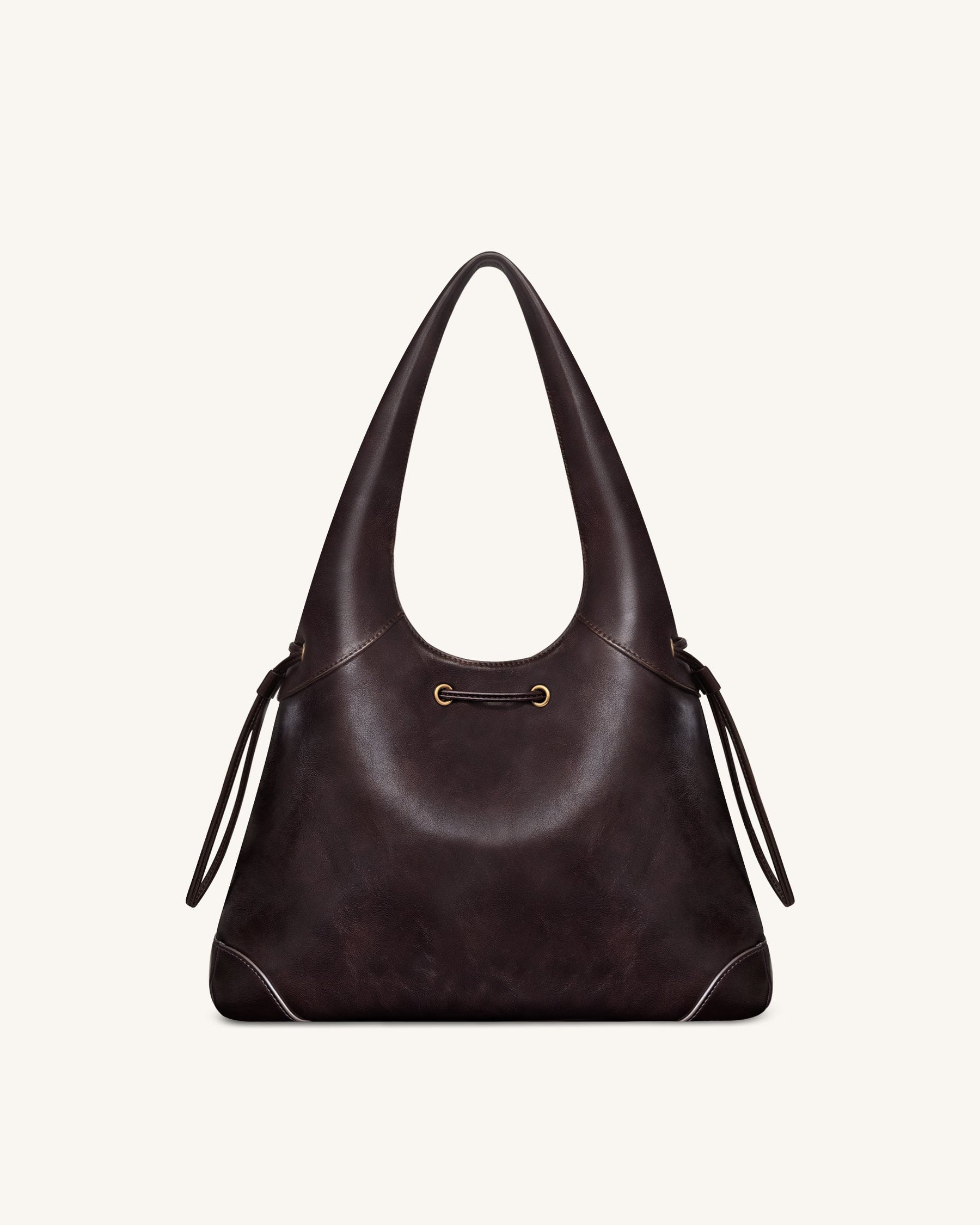 Celandra Drawstring Hobo Bag - Dark Brown