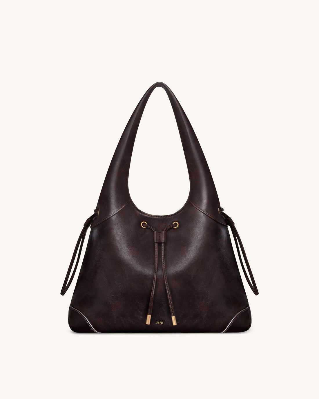Celandra Drawstring Hobo Bag - Dark Brown
