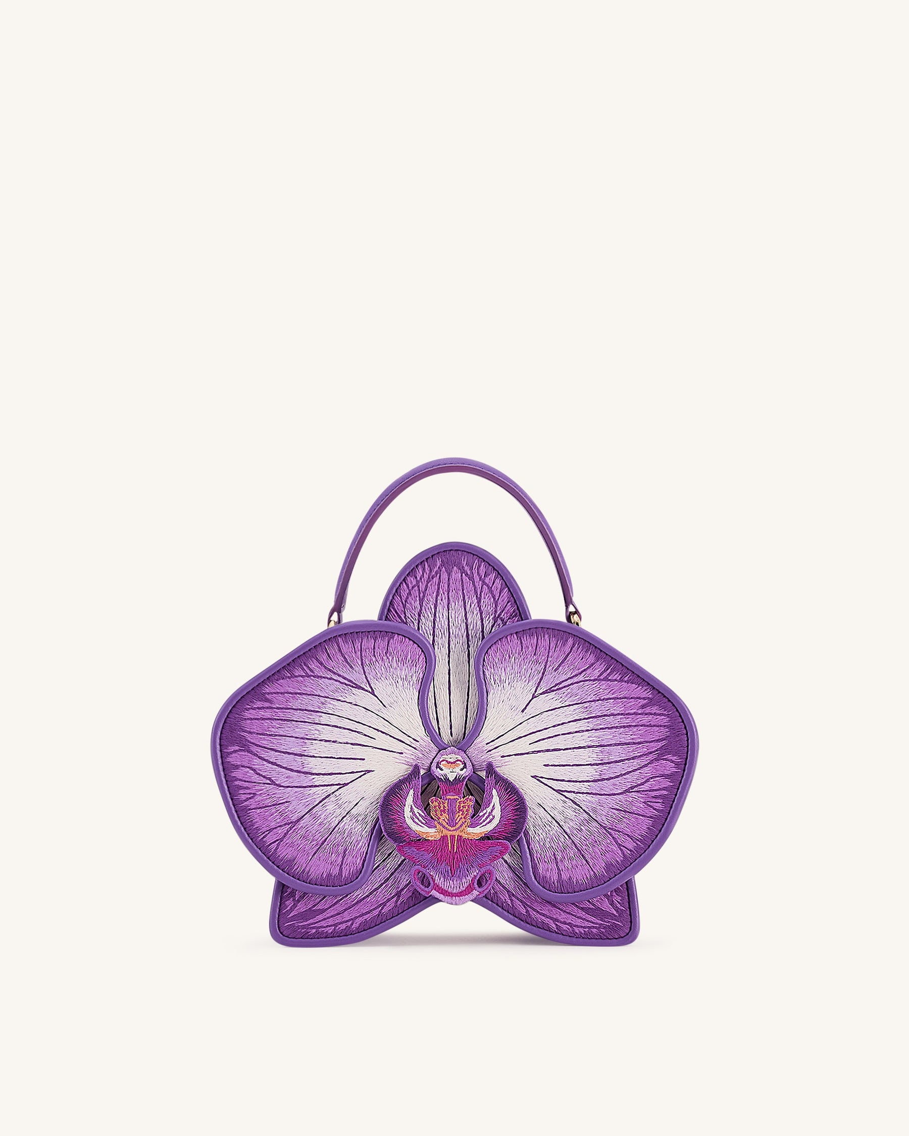 Flora Orchid Shaped Top Handle Bag - Purple