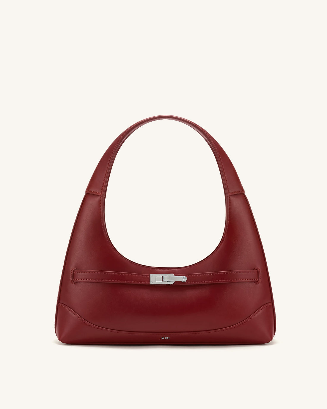 Noelle Belted Shoulder Bag - Deep Burgundy
