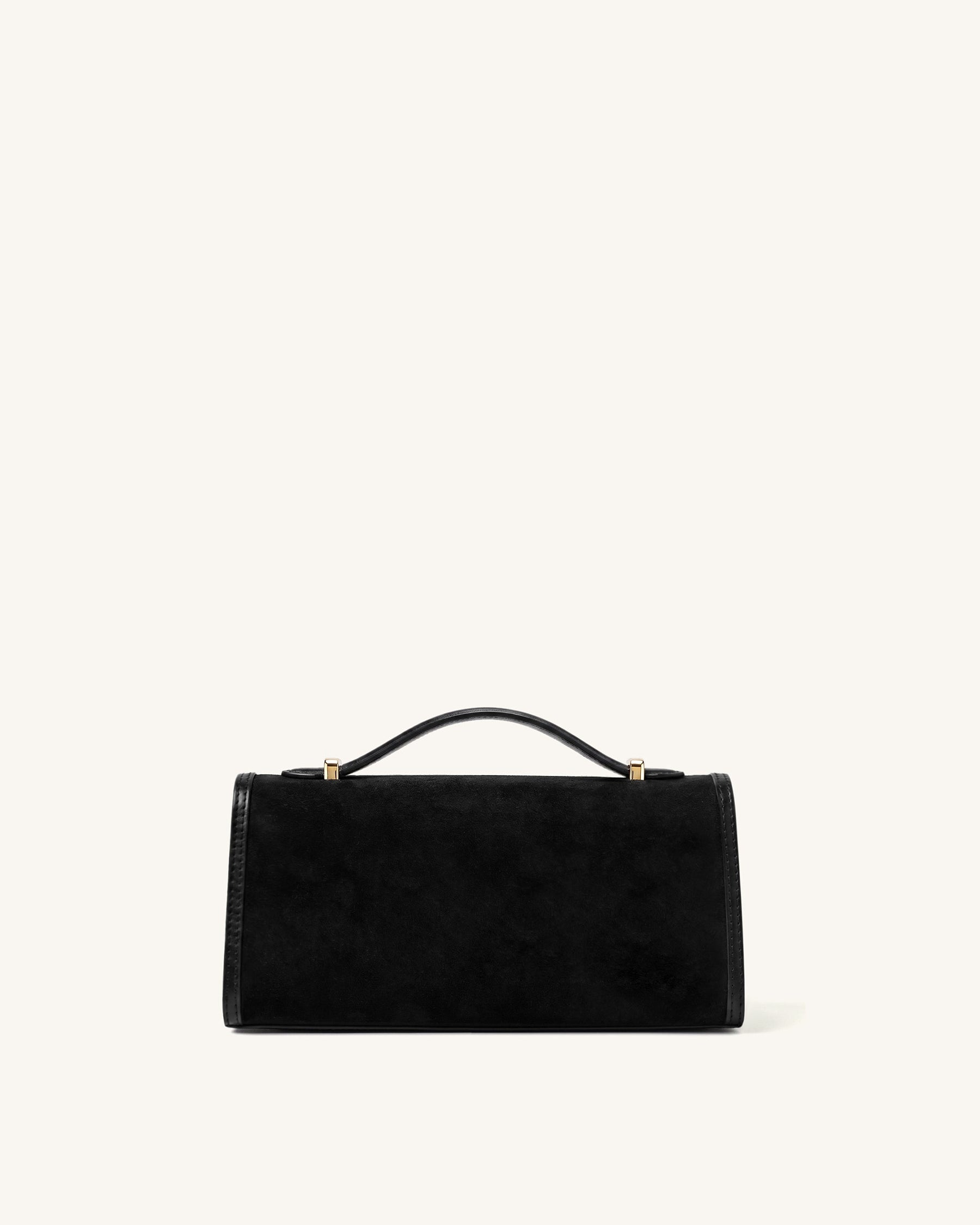 Delphine Faux Suede Top Handle Bag - Black