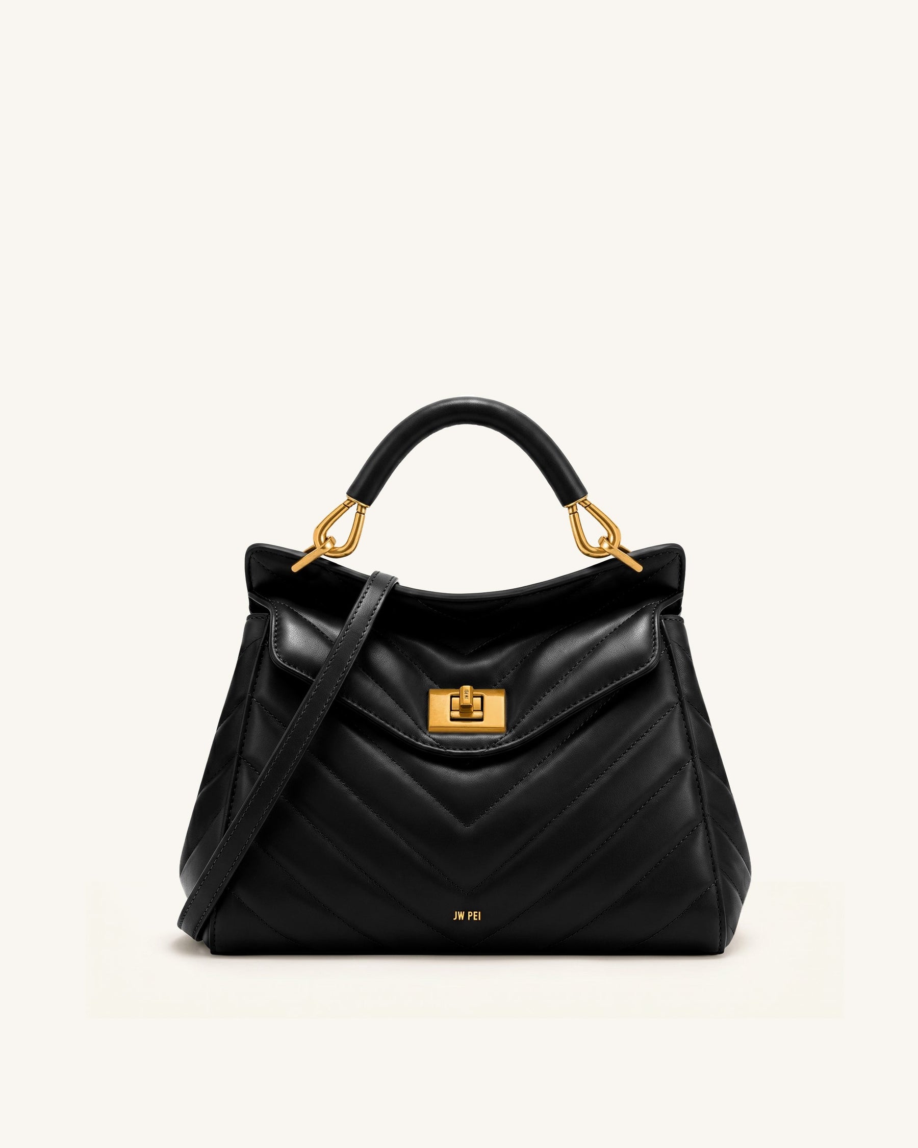Lucia Classic Top Handle Bag - Jet Black