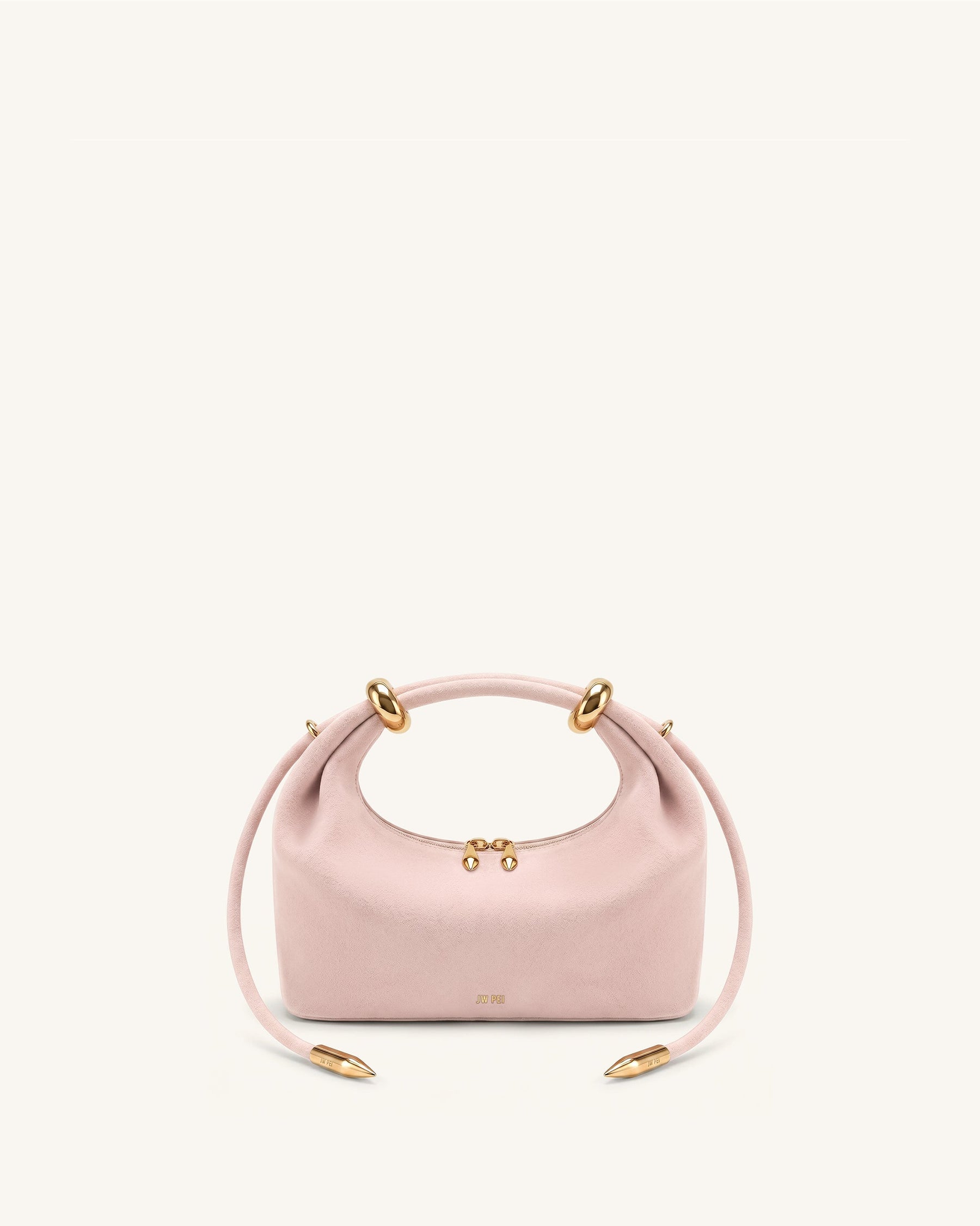 Ellie Faux Suede Metal Ring Embellished Top Handle Bag - Pink