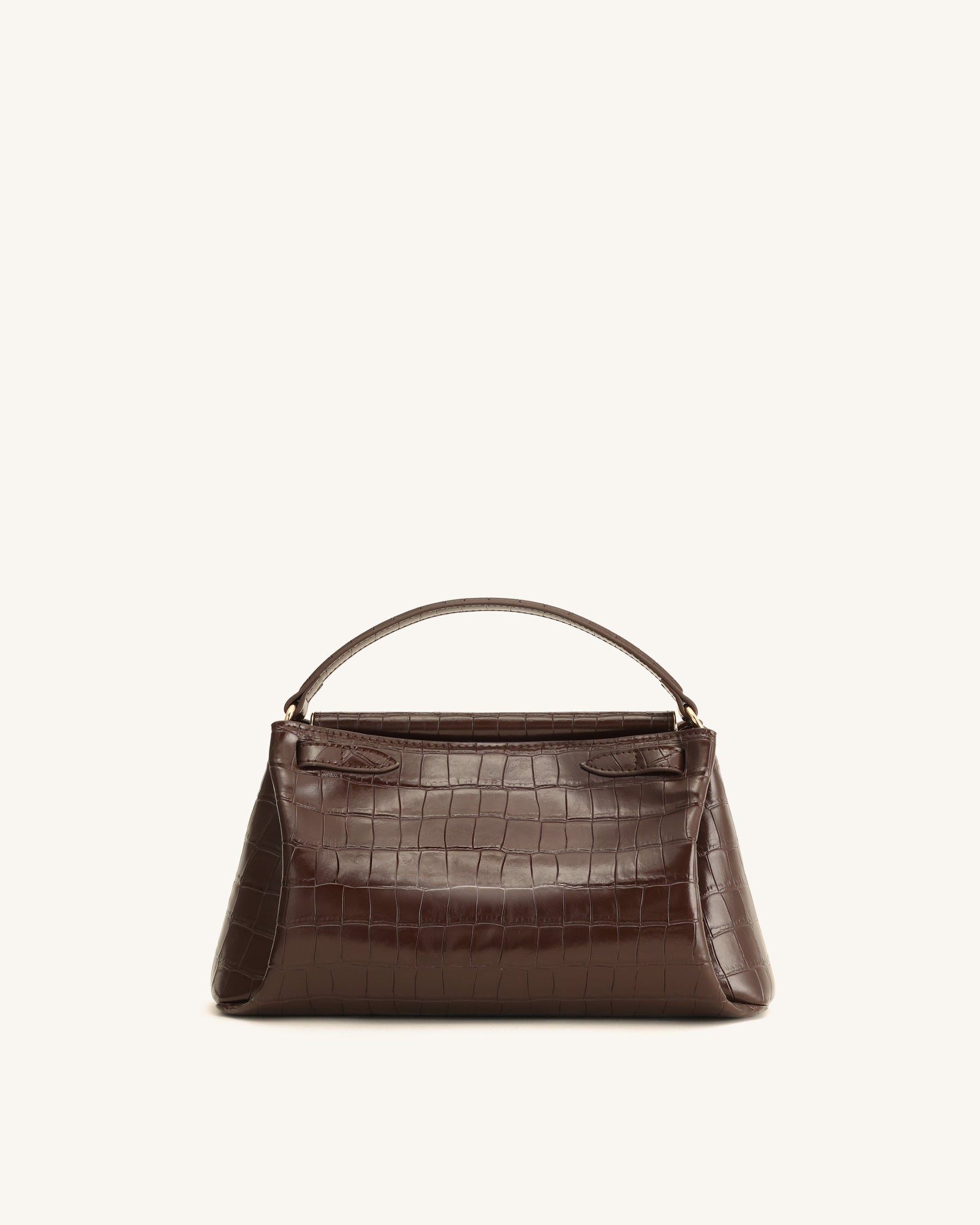 Carmen Top Handle Bag - Dark Brown Croc
