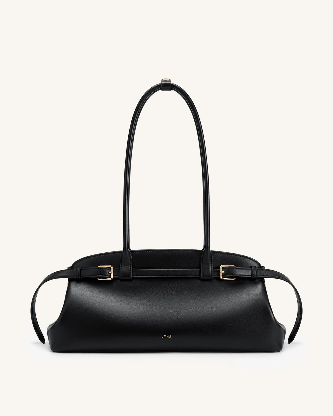 Arden Belt Detail East-West Shoulder Bag - Black