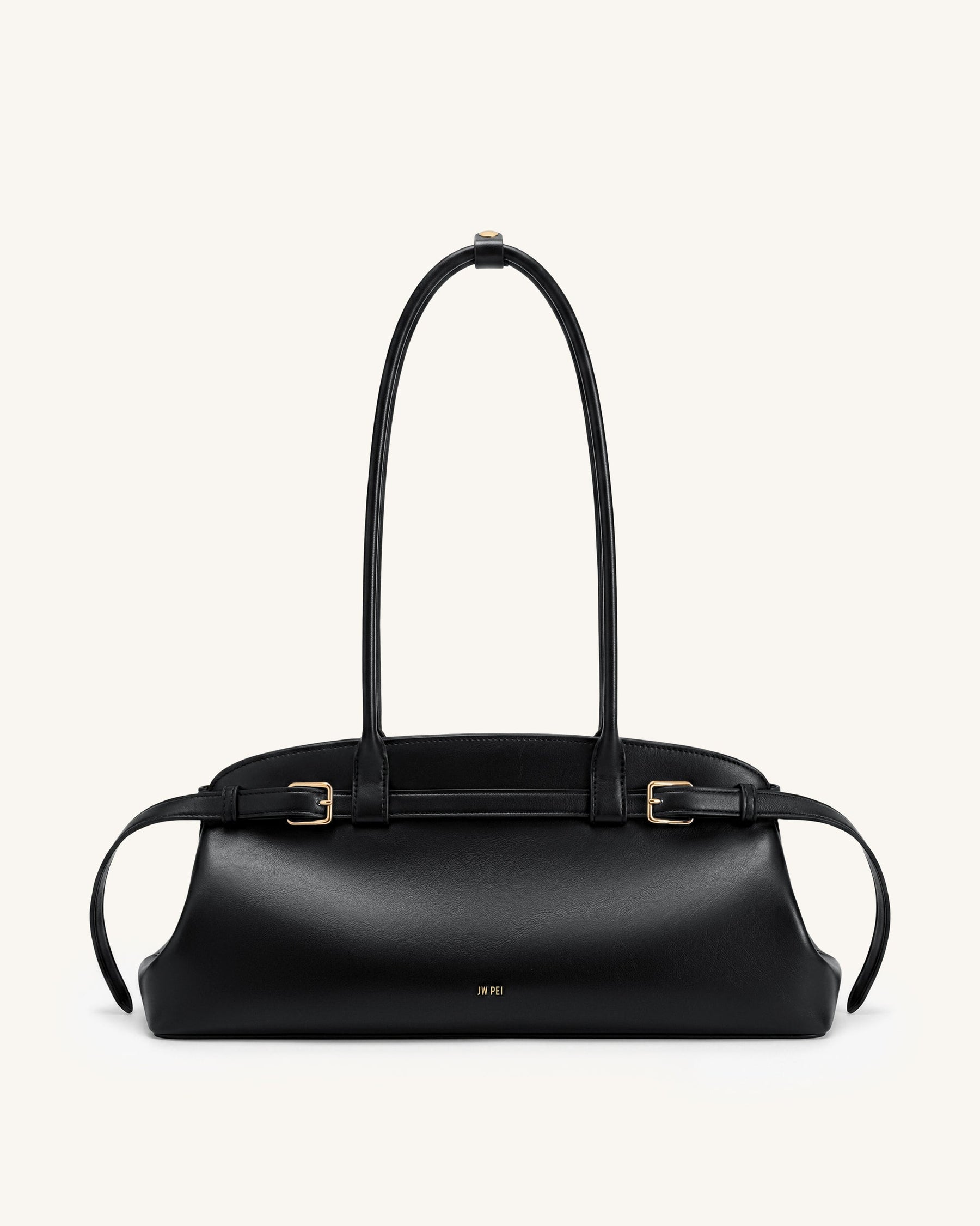 Arden Belt Detail East-West Shoulder Bag - Black