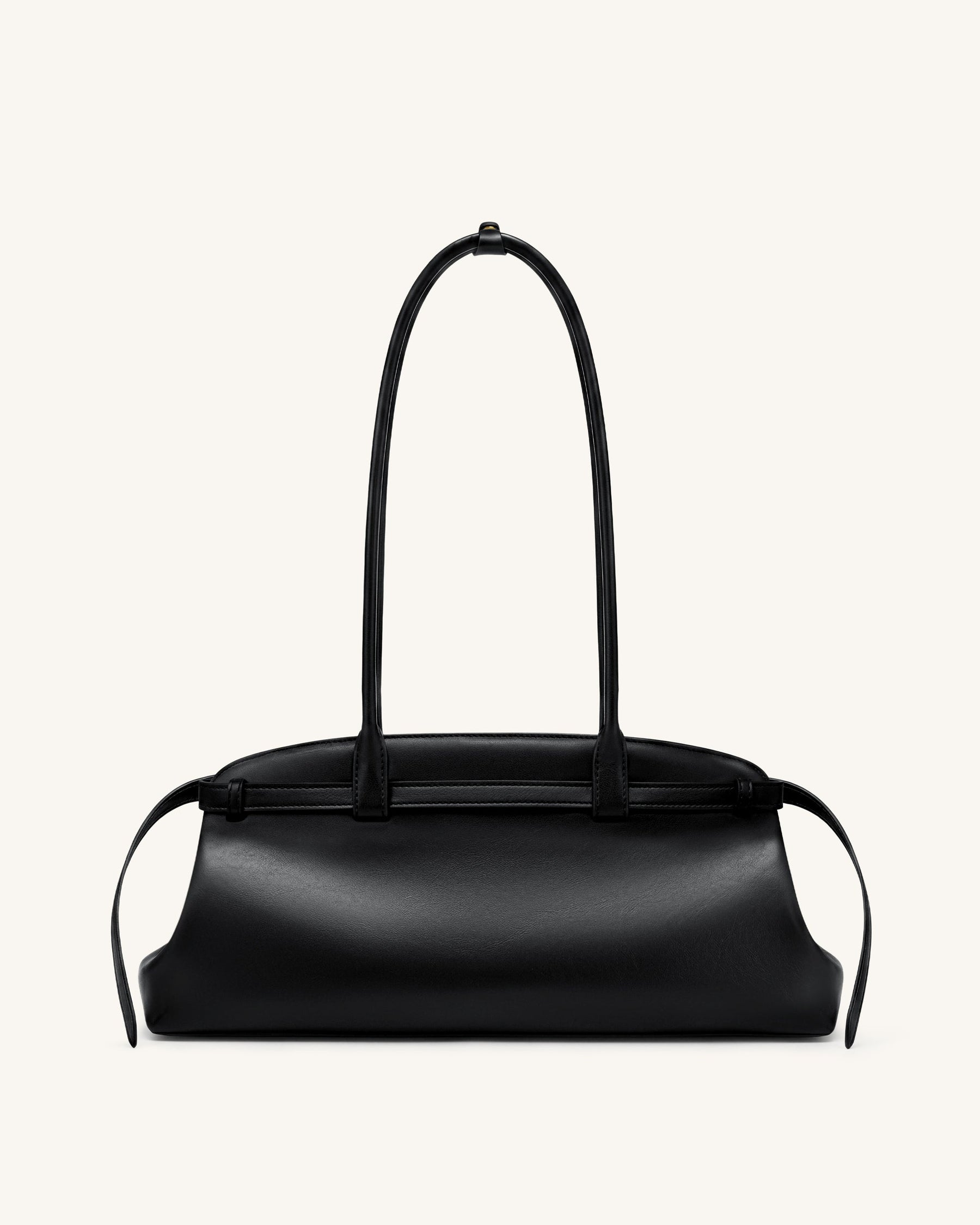 Arden Belt Detail East-West Shoulder Bag - Black