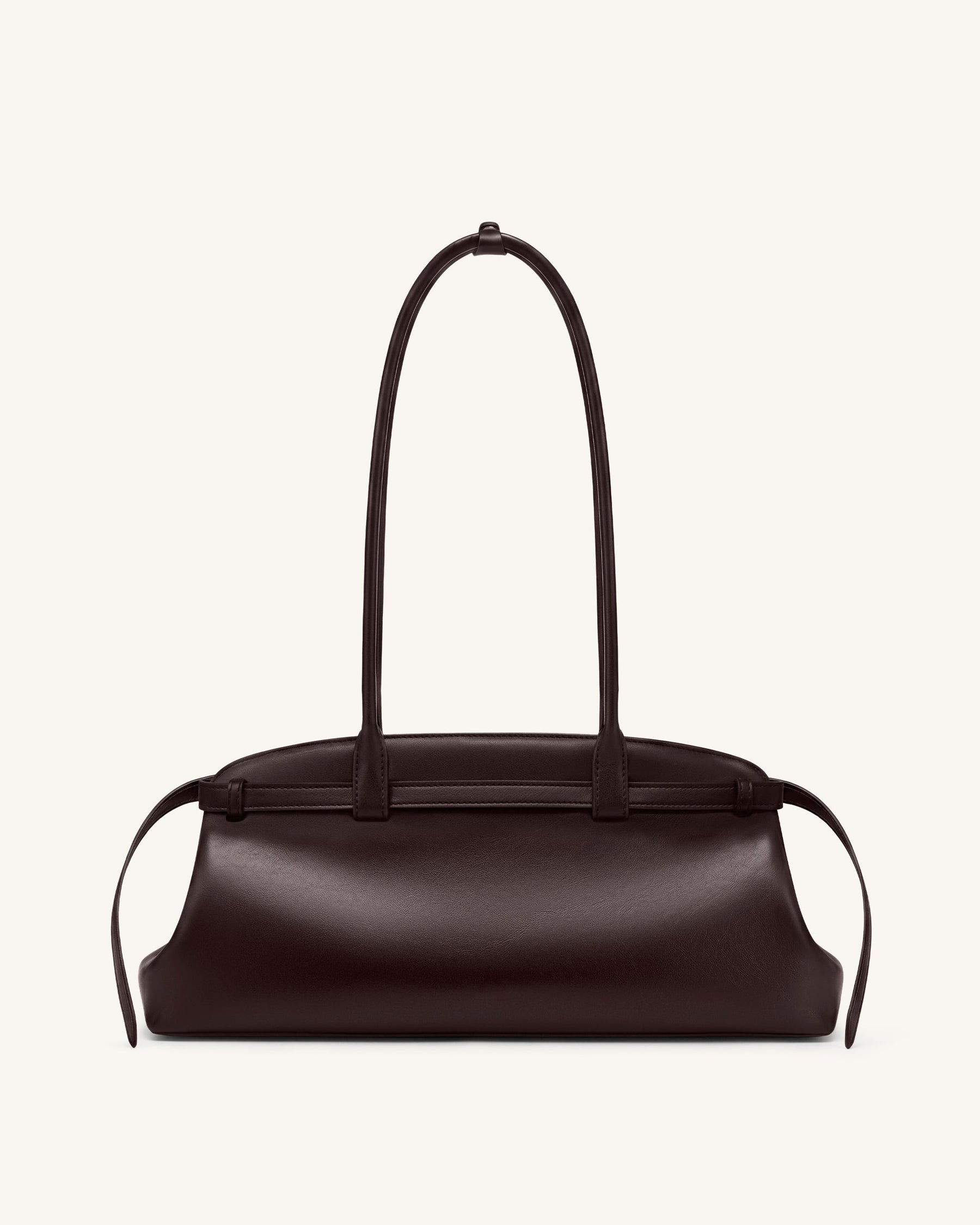 Arden Belt Detail East-West Shoulder Bag - Dark Brown