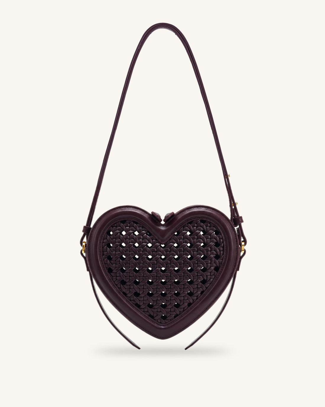 Arlene Openwork Woven Heart Shape Crossbody Bag - Vintage Red