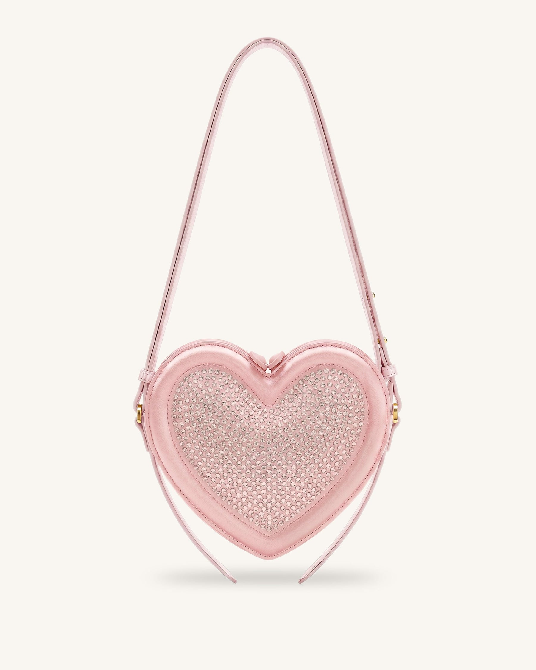 Arlene Artificial Crystal Heart Shaped Crossbody Bag - Light Pink