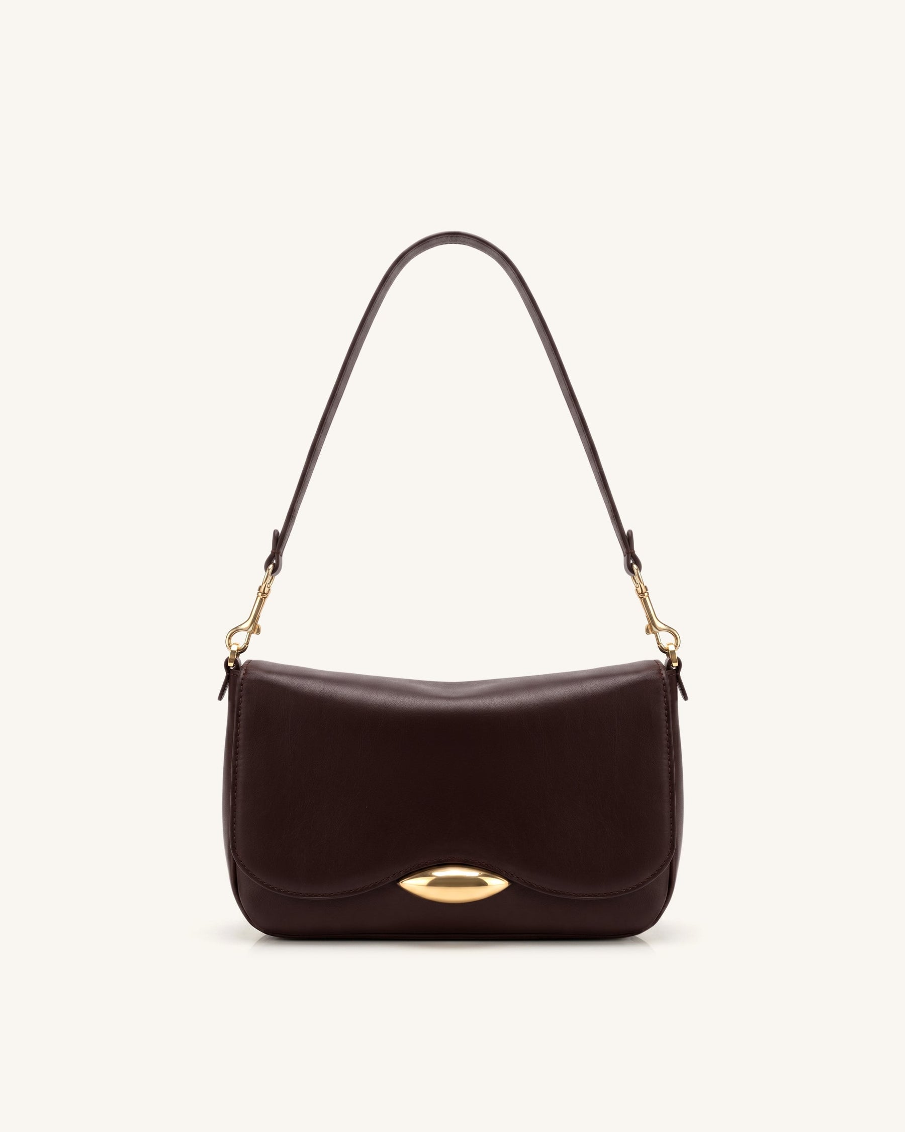 Sofia Classic Flap Shoulder Bag - Dark Brown