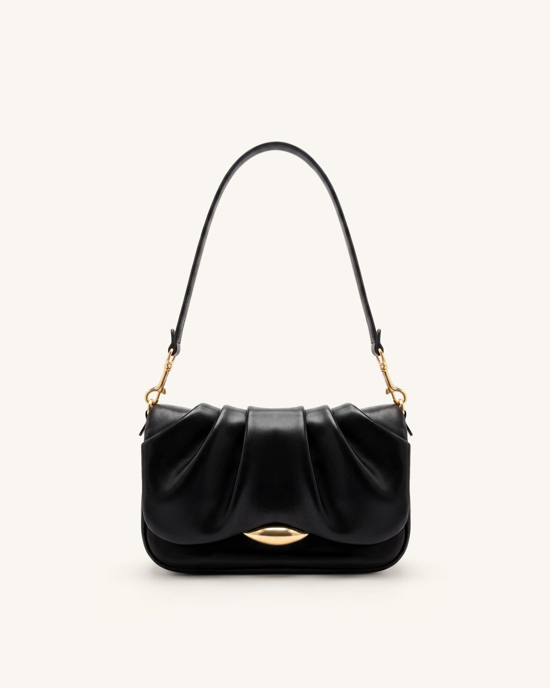 Sofia Ruched Shoulder Bag - Black