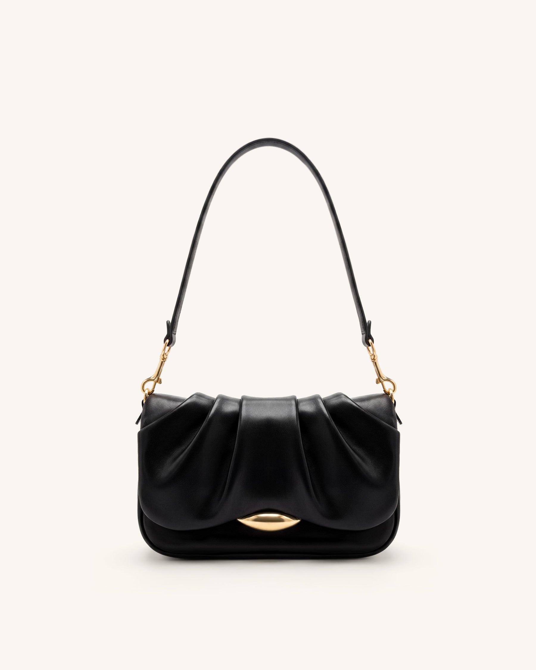 Sofia Ruched Shoulder Bag - Black