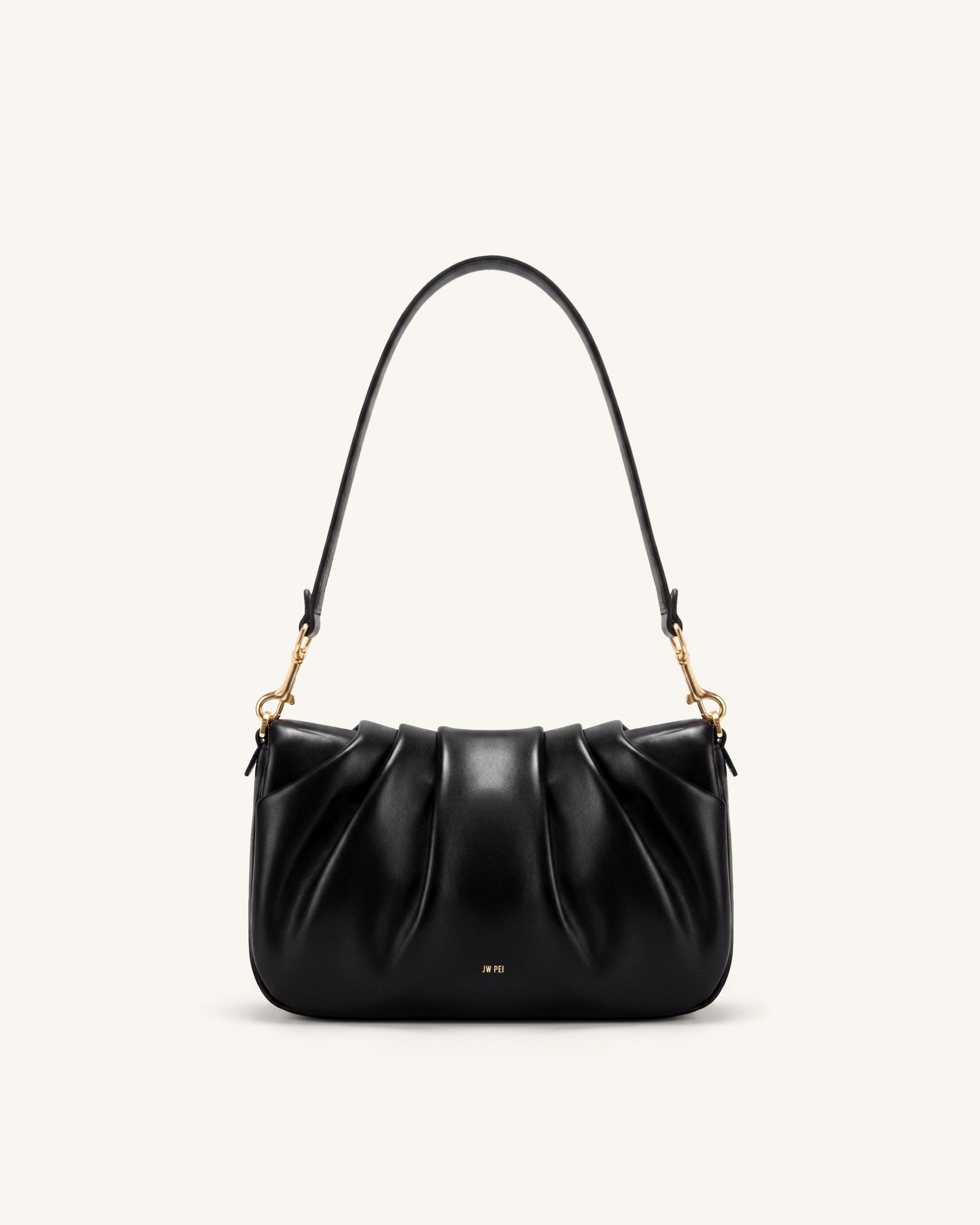 Sofia Ruched Shoulder Bag - Black