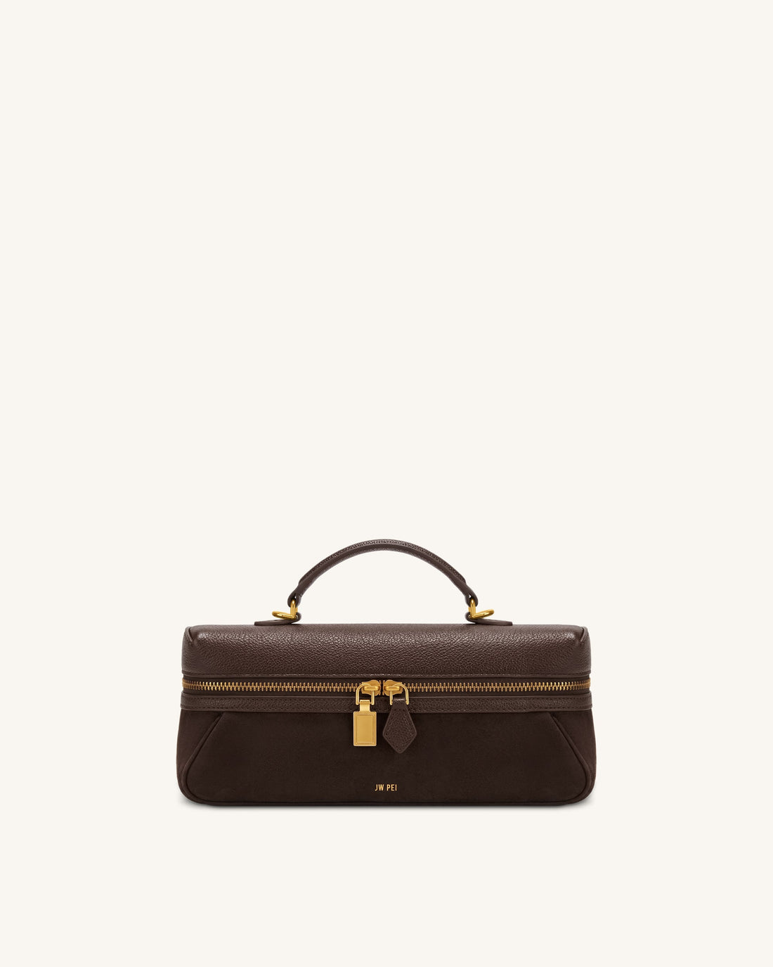 Cleo Faux Suede Vanity Bag - Dark Brown