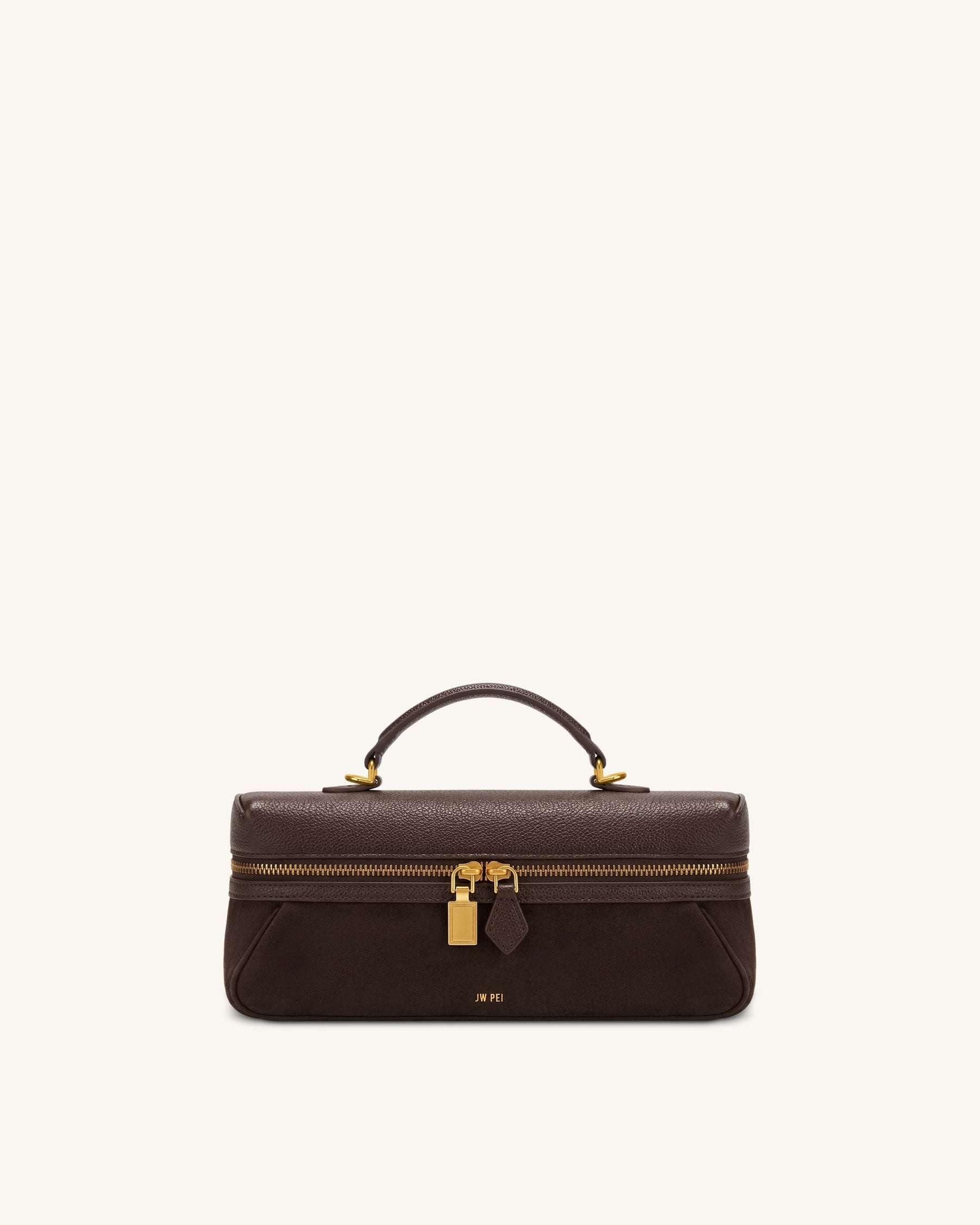 Cleo Faux Suede Vanity Bag - Dark Brown