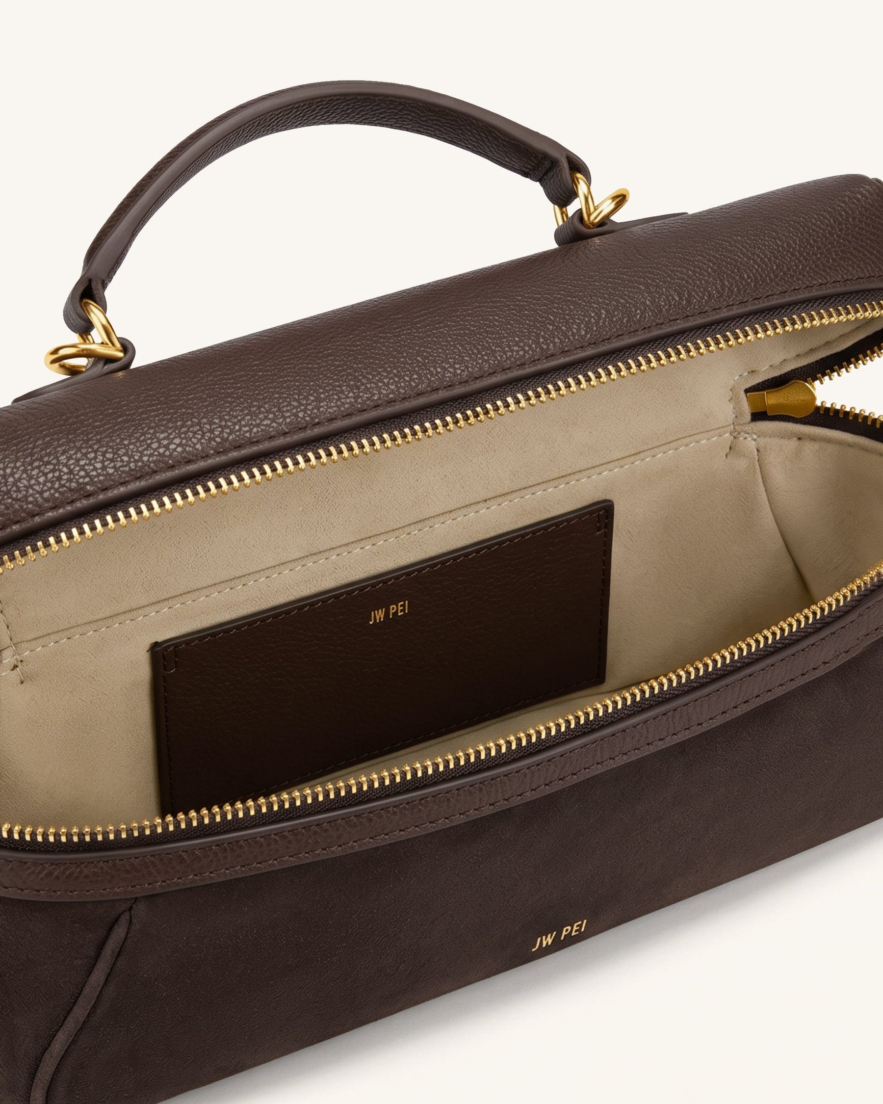 Cleo Faux Suede Vanity Bag - Dark Brown