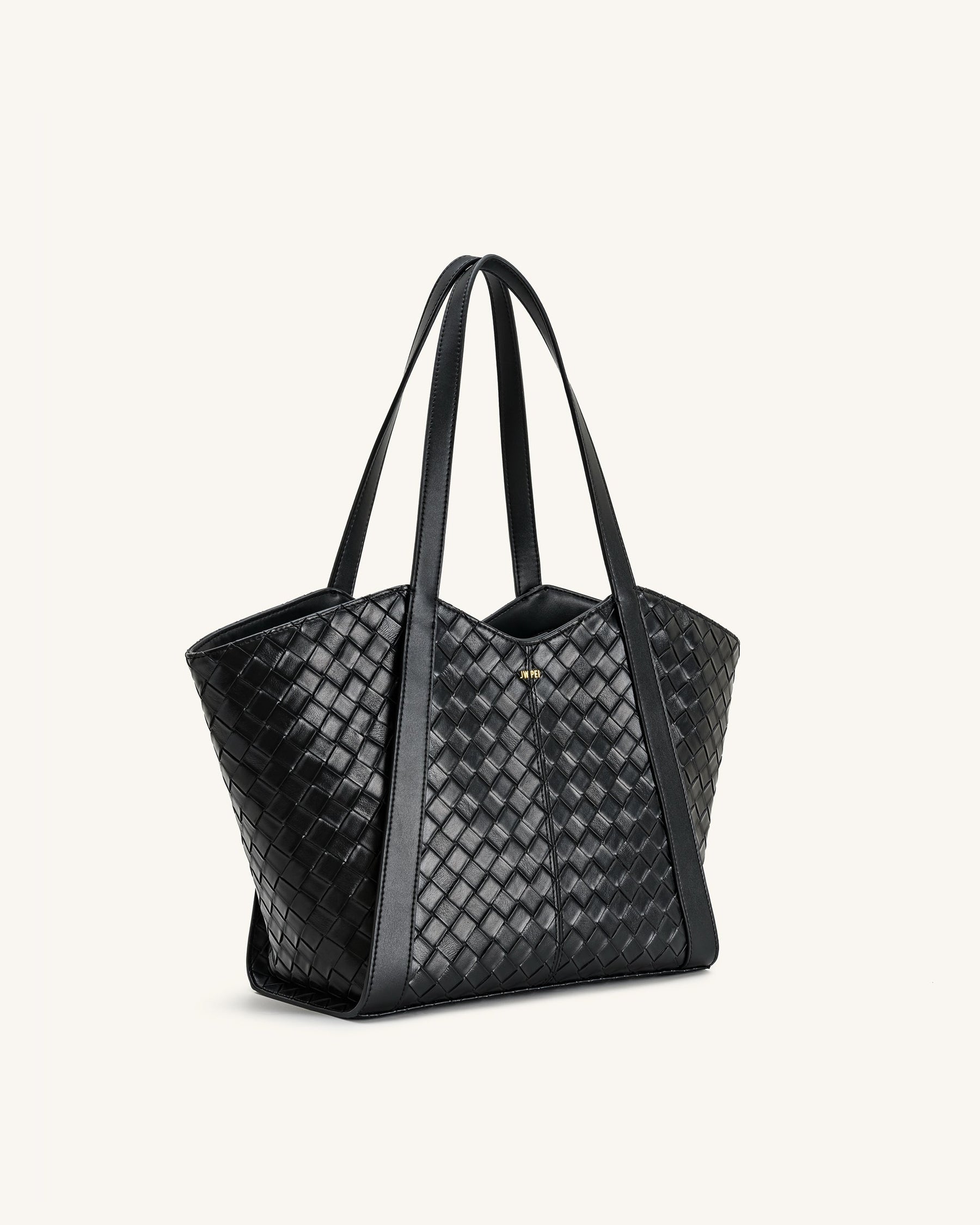 Kiana Large Capacity Weave Texture Tote Bag - Black