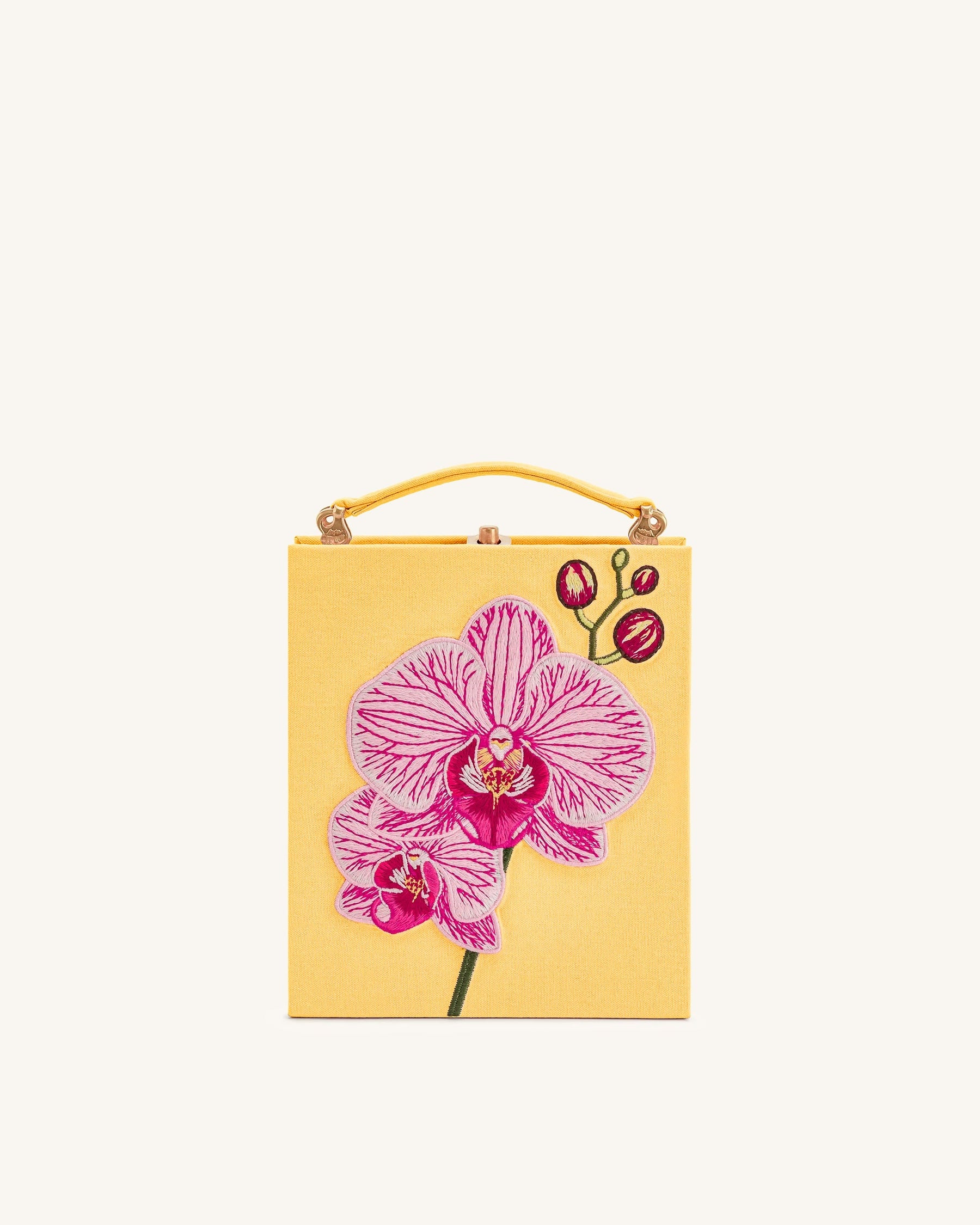 Taya Orchid Motif Book Shape Clutch Bag - Yellow