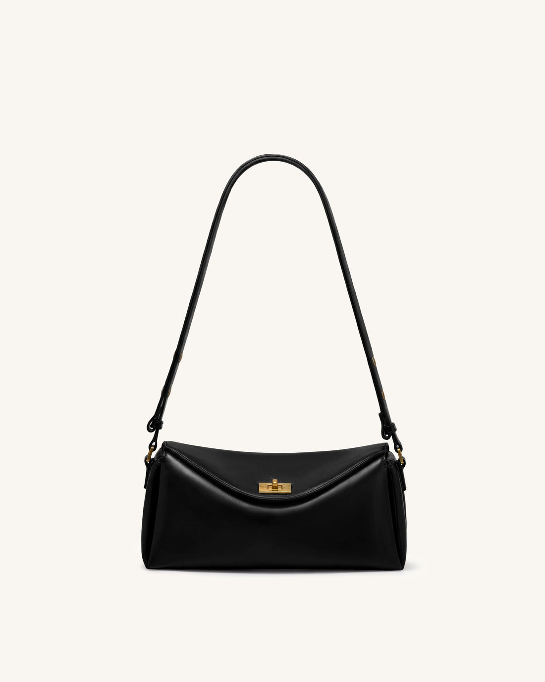 Lucia Asymmetric Flap Shoulder Bag - Black