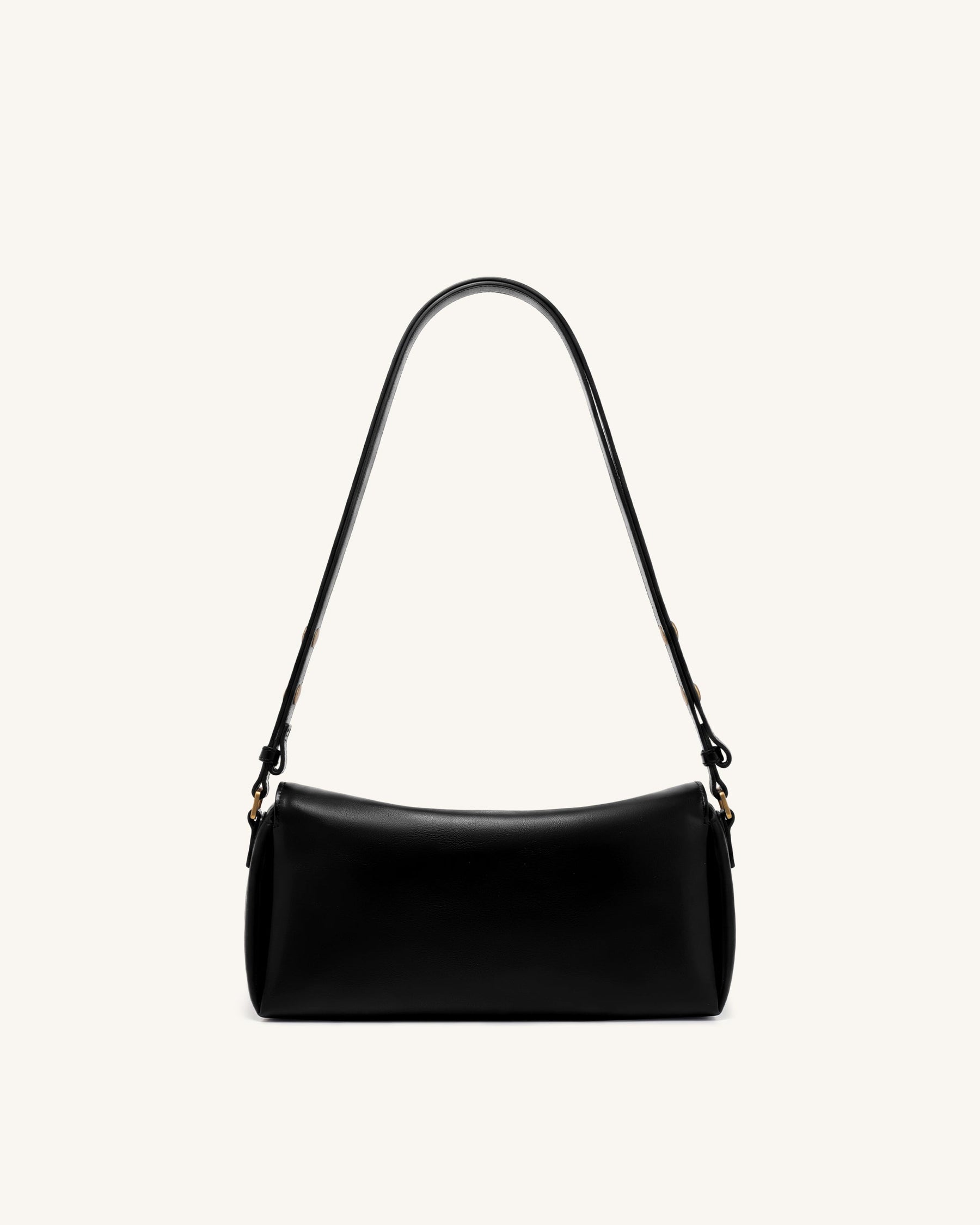 Lucia Asymmetric Flap Shoulder Bag - Black
