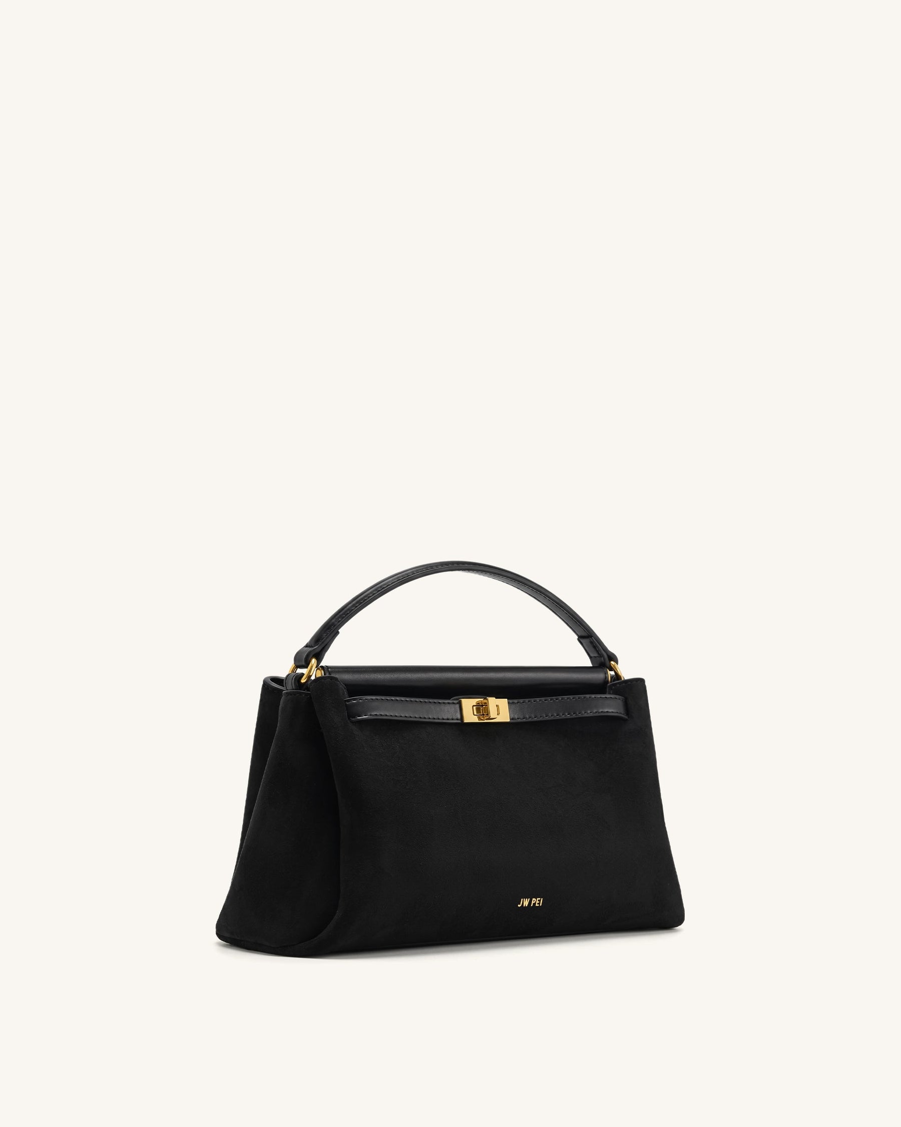 Carmen Faux Suede Top Handle Bag - Black