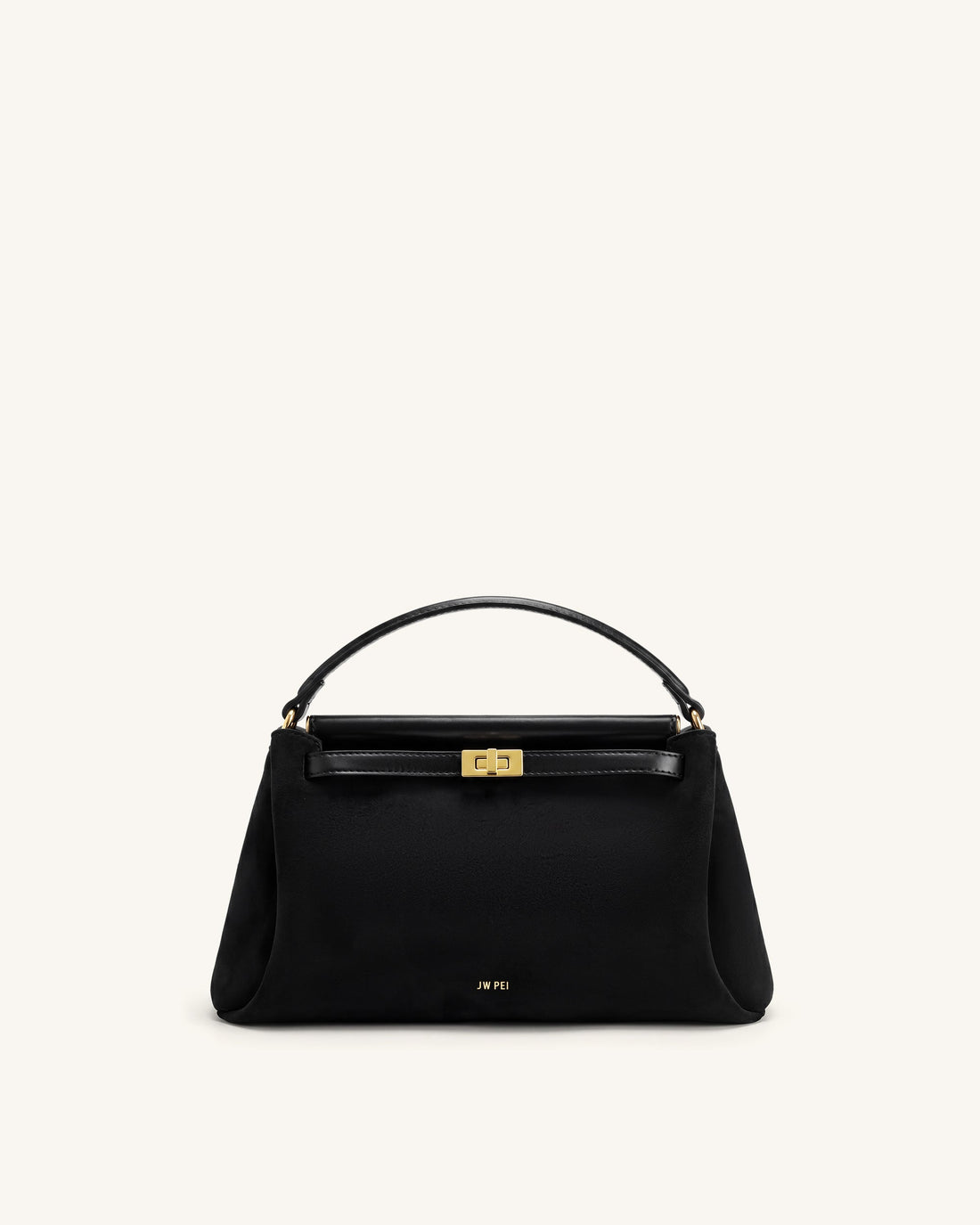 Carmen Faux Suede Top Handle Bag - Black