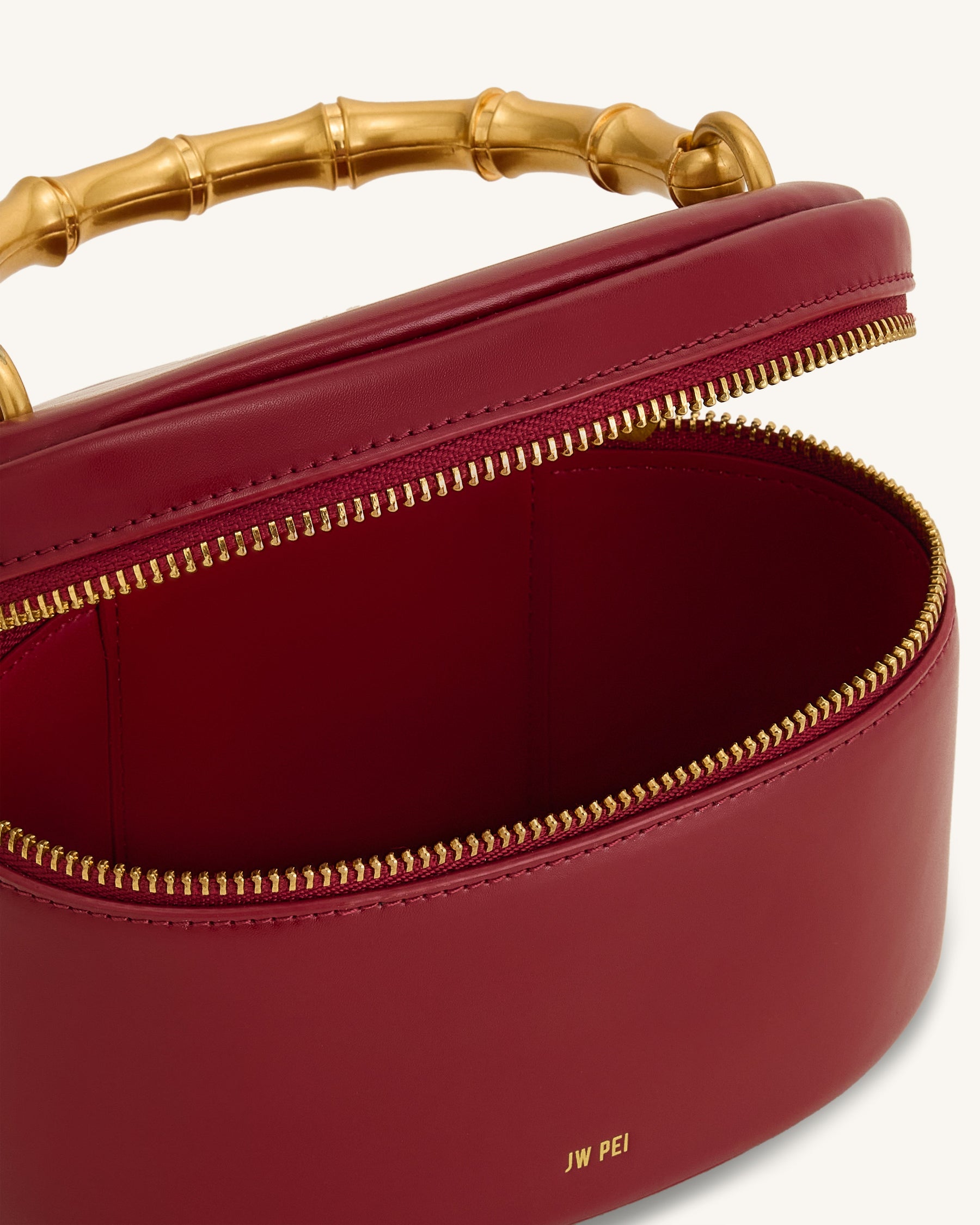 Natalie Metal Geometric Pendant Handle Bag - Burgundy