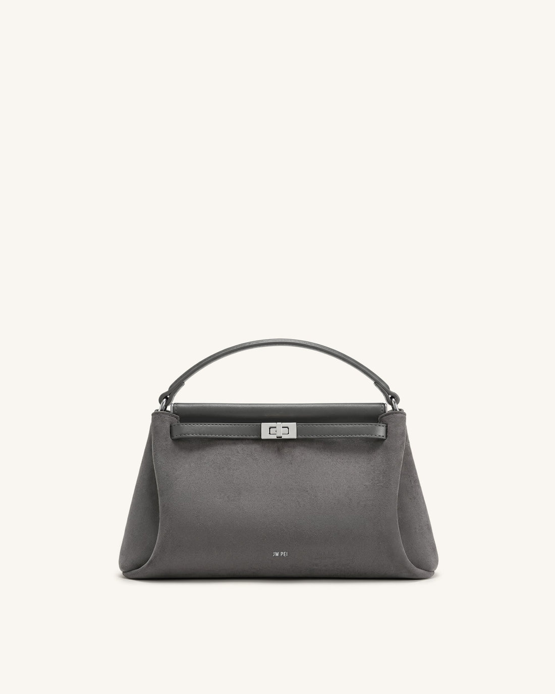 Carmen Faux Suede Top Handle Bag - Dark Gray