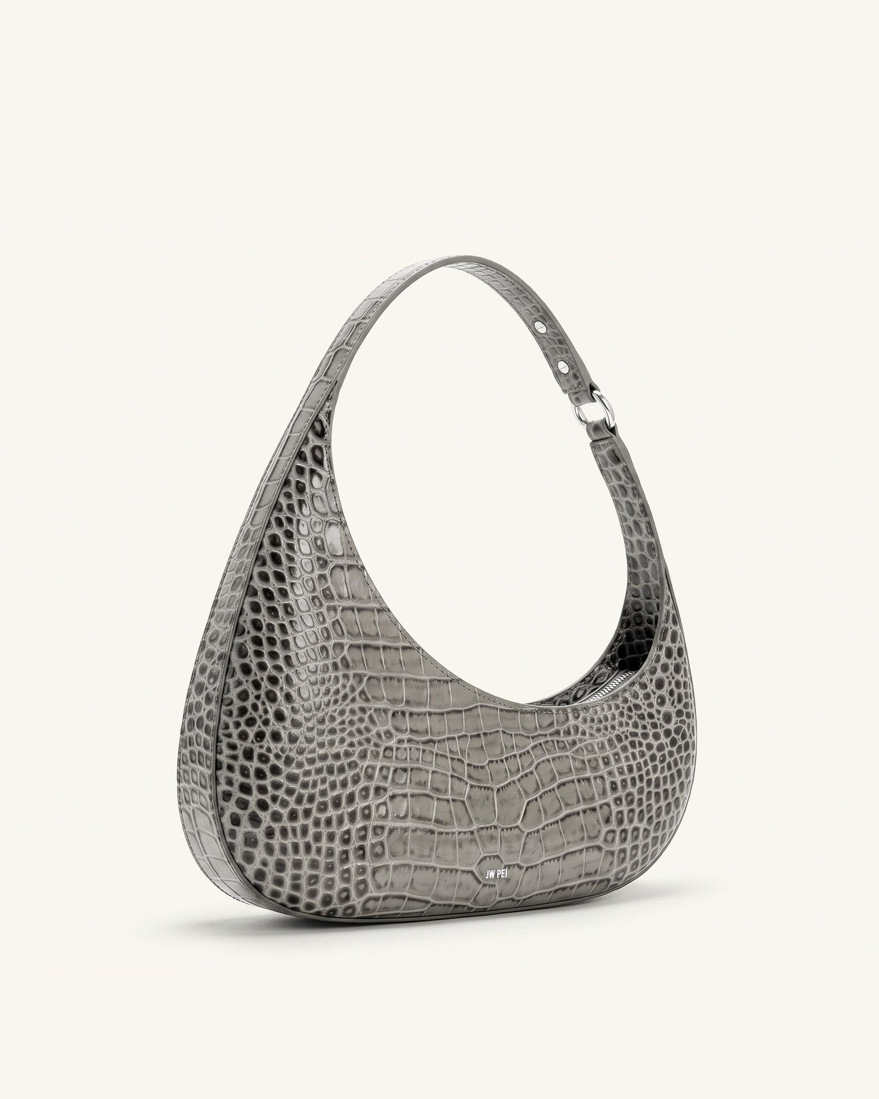 Harlee Shoulder Bag - Light Grey Croc