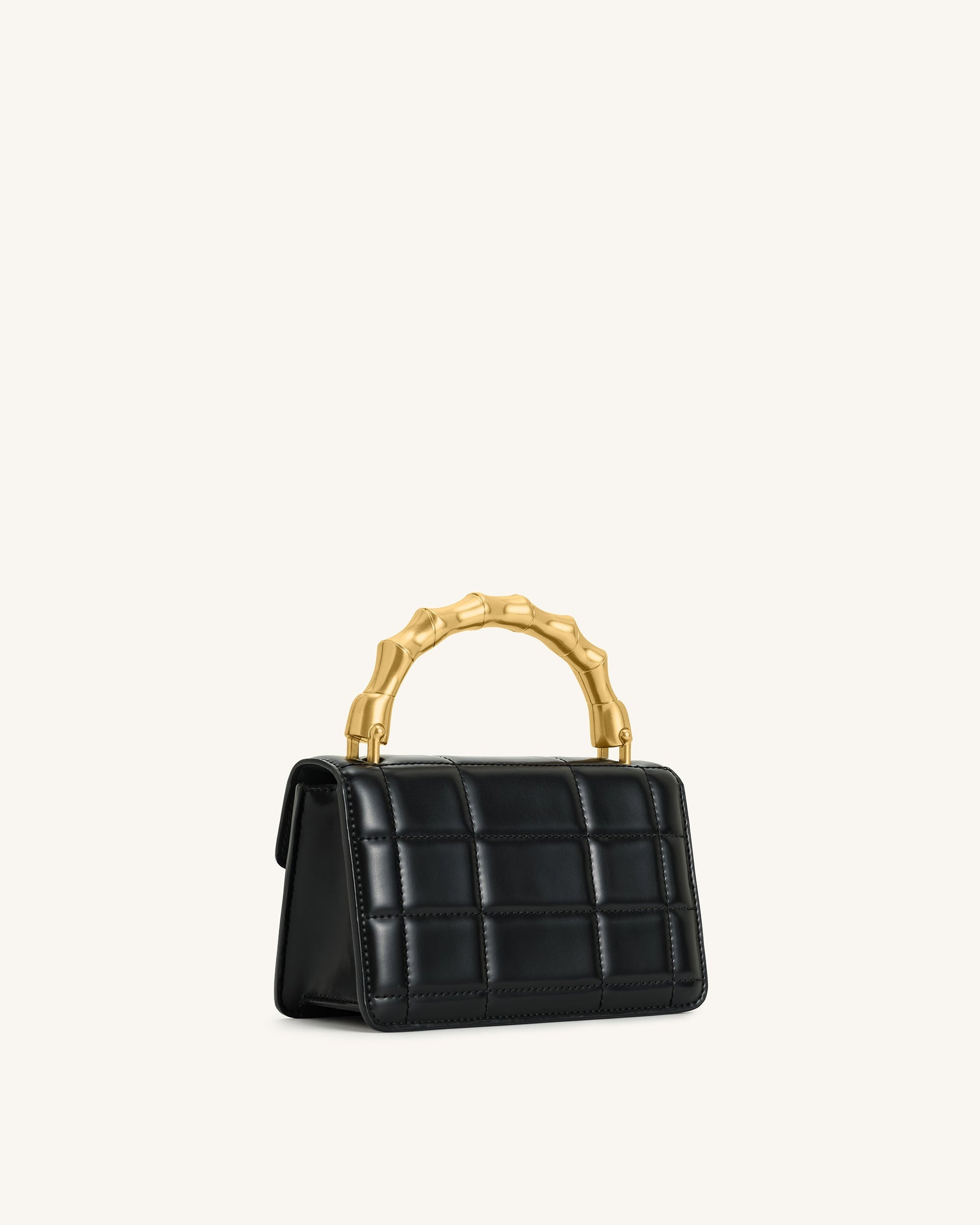 Kaia Bamboo Metal Handle Handbag - Black