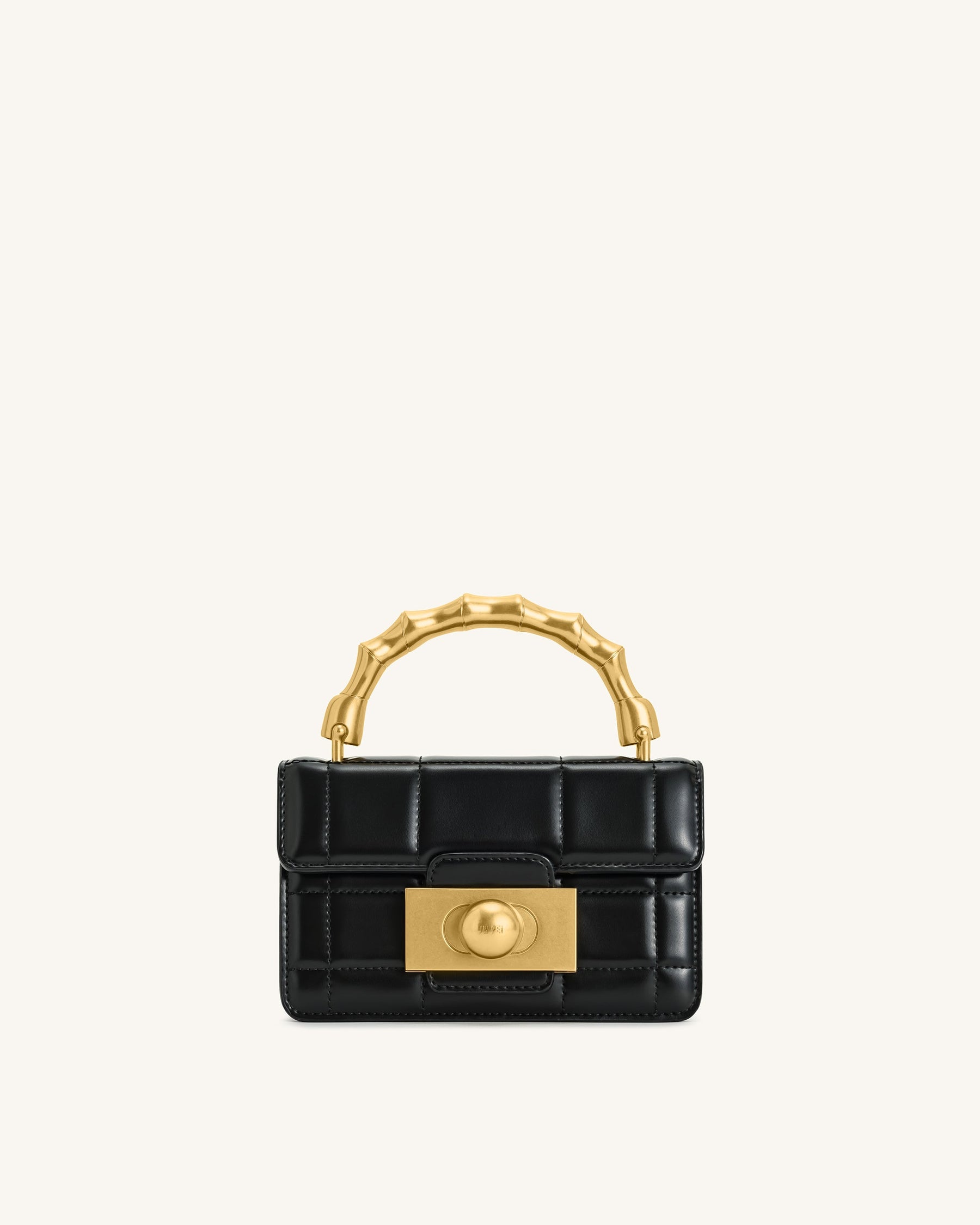 Kaia Bamboo Metal Handle Handbag - Black