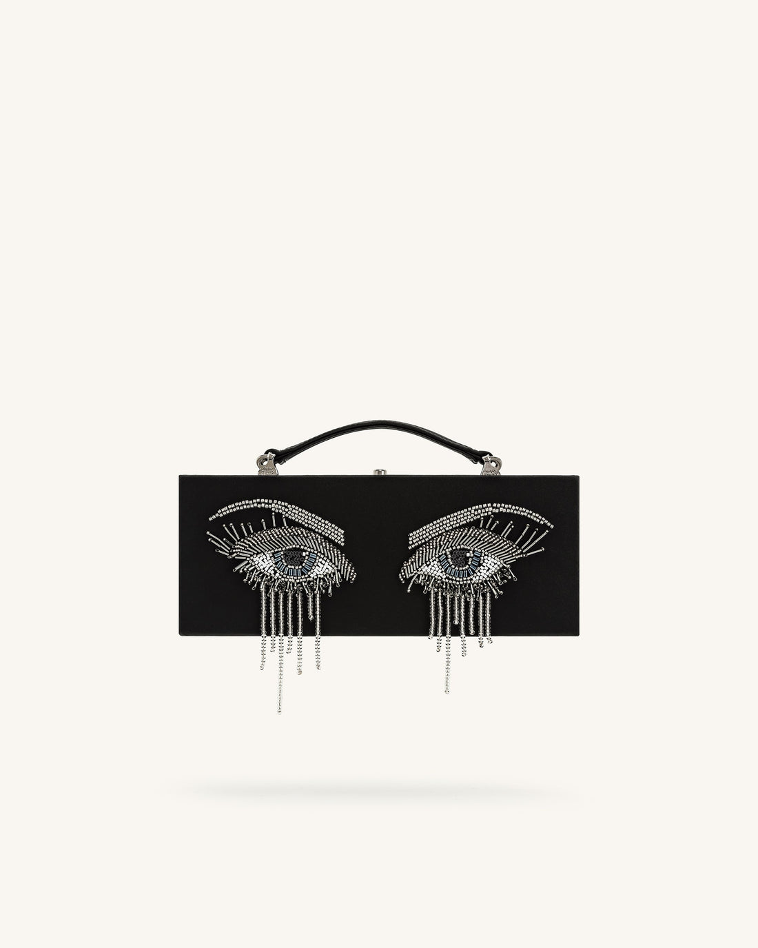Vera Bead Decoration Rectangular Clutch Bag - Black