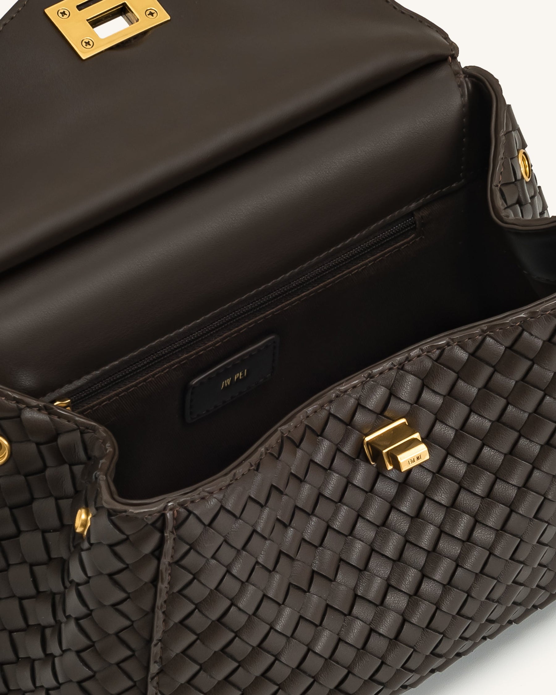 Lucia Classic Top Handle Woven Bag - Dark Brown