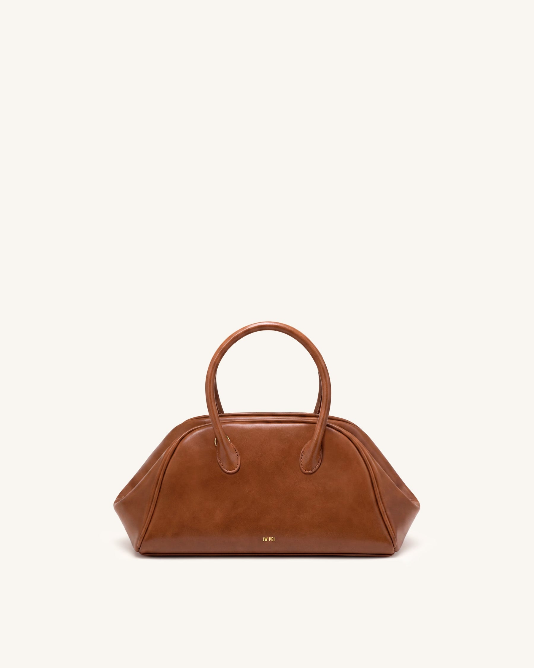 Veda Vintage Finish Bowler Bag - Saddle Brown