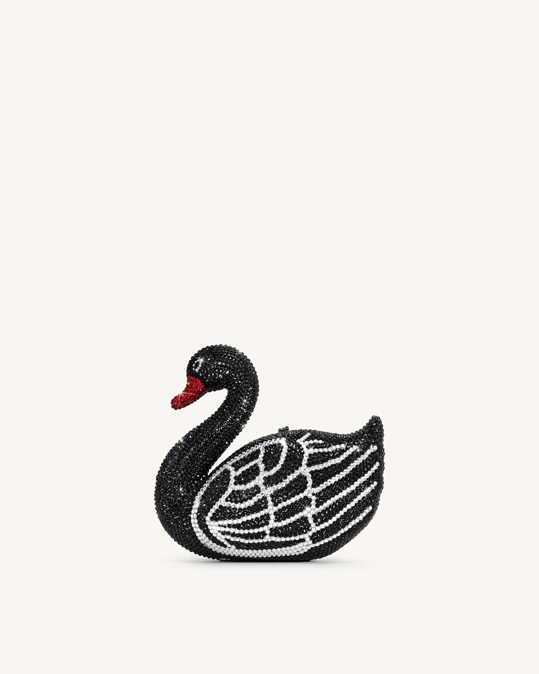 Kinsley Crystal Swan Clutch - Black
