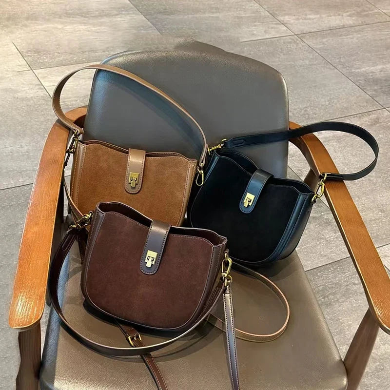 Matte Suede All-Season Shoulder Bag
