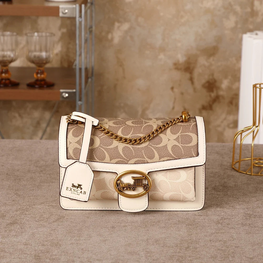 Contrasting Color Chain Bag